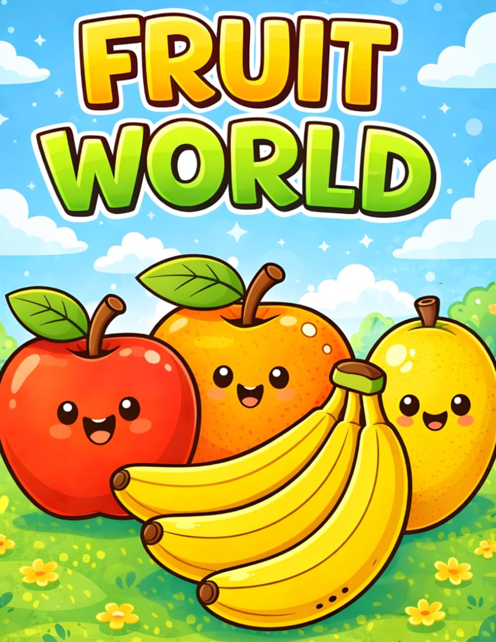 Fruit World coloring book: Fun and Easy Fruit Coloring Pages for Toddlers, Pre-schoolers and Kindergarten Kids