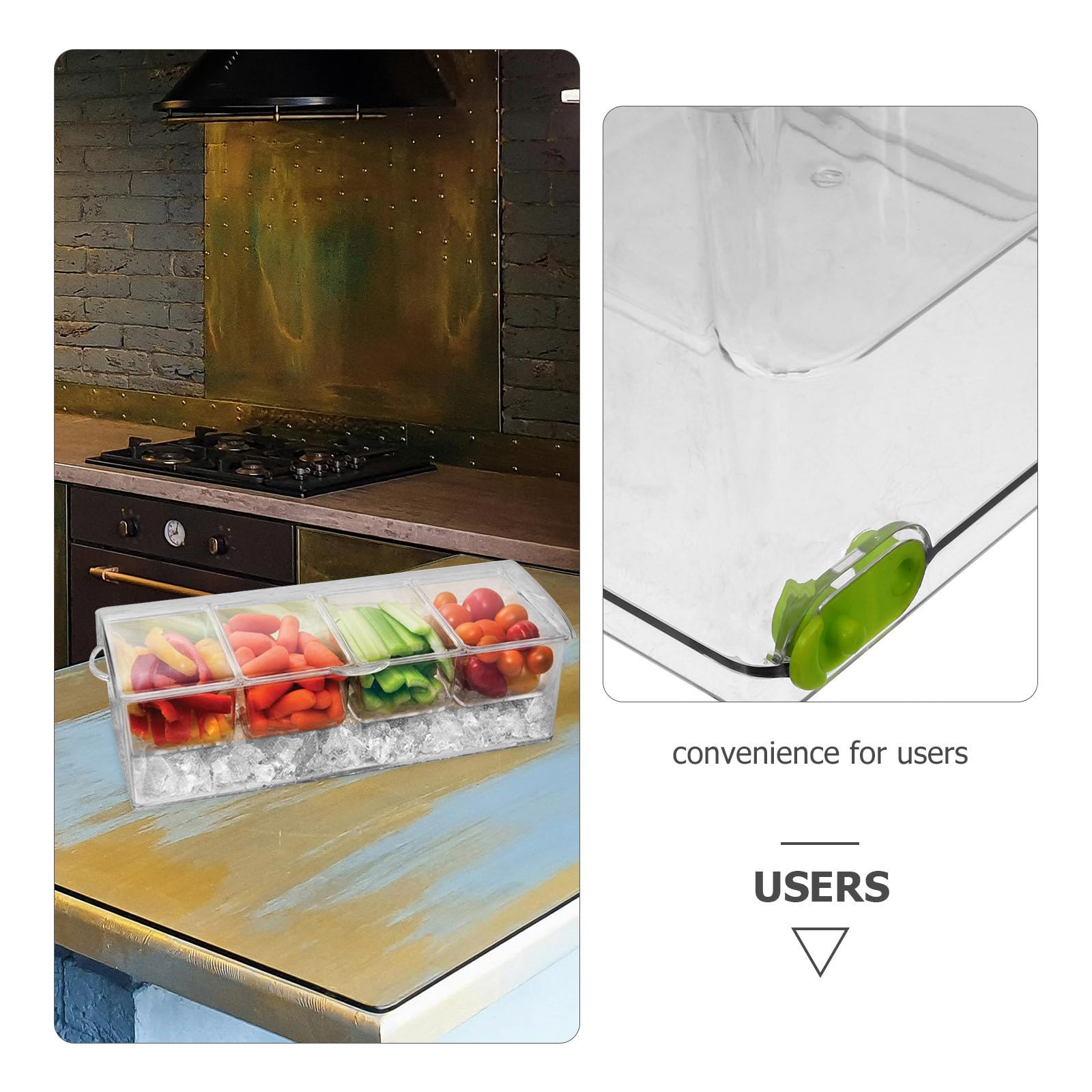 Caja de Almacenamiento Resistente a Impactos y Tapa 4 Compartimentos para Refrigerador Adecuado para Conservar Frutas y Verduras en Cocinas y Picnics