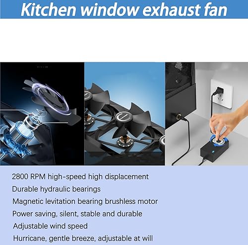 Miniatura 6 de Ventilador de escape retráctil para ventanaSin necesidad de perforar agujeros, instalación incrustadaVentilador de escape para ventana de dormitorio