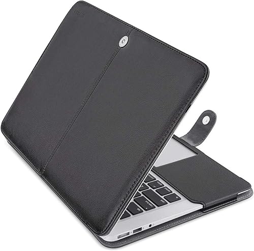 Mosiso Funda para Laptop estilo libro de cuero sintético para MacBook Air de 13 pulgadas, Negro