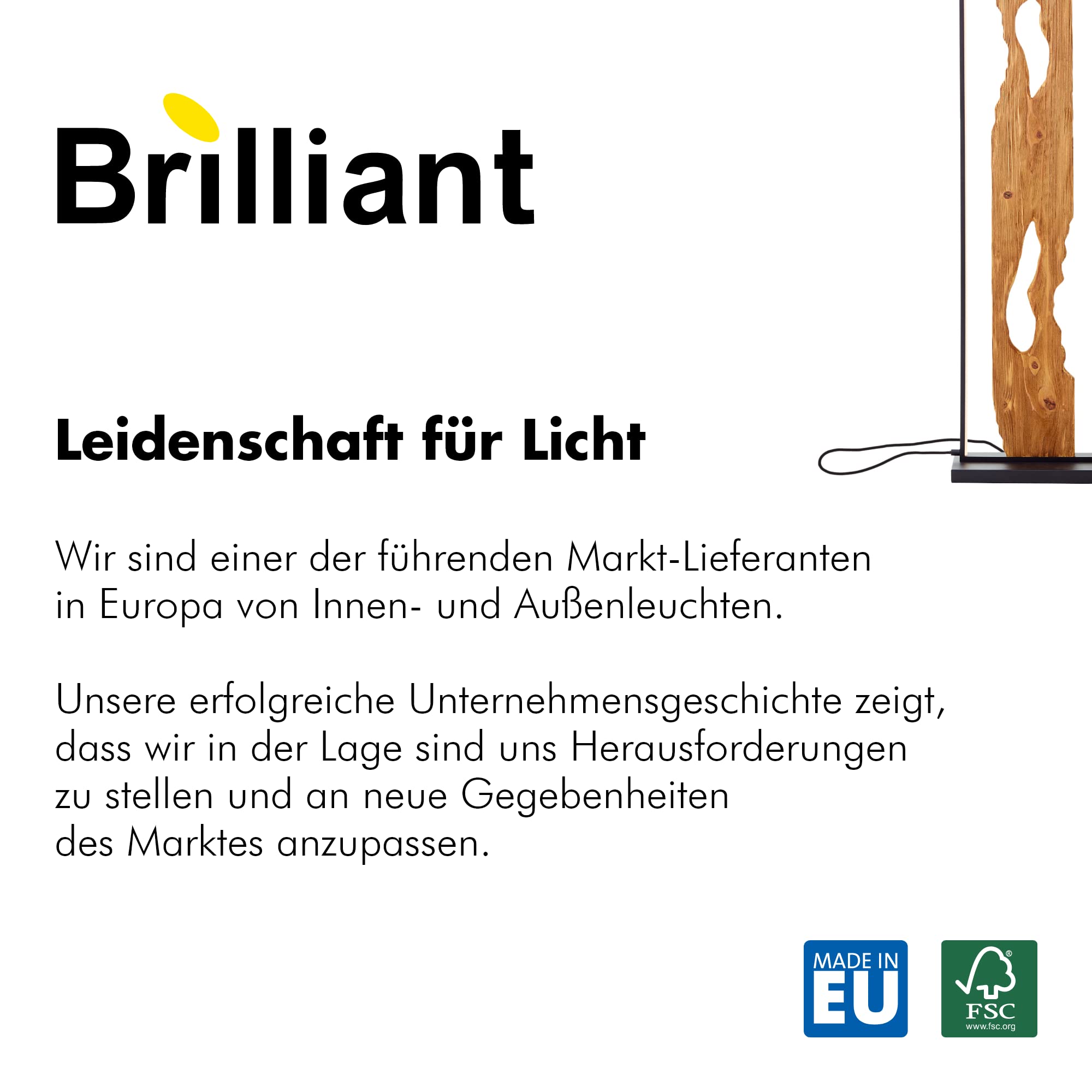 Brilliant LED Standleuchte 120cm Stehlampe Holz/Schwarz, Eckleuchte Aluminium/Metall/Holz, Lampe Wohnzimmer Stehlampe Modern Floor Lamp 1x LED integriert, 20W, Holzlampe, Corner Lamp