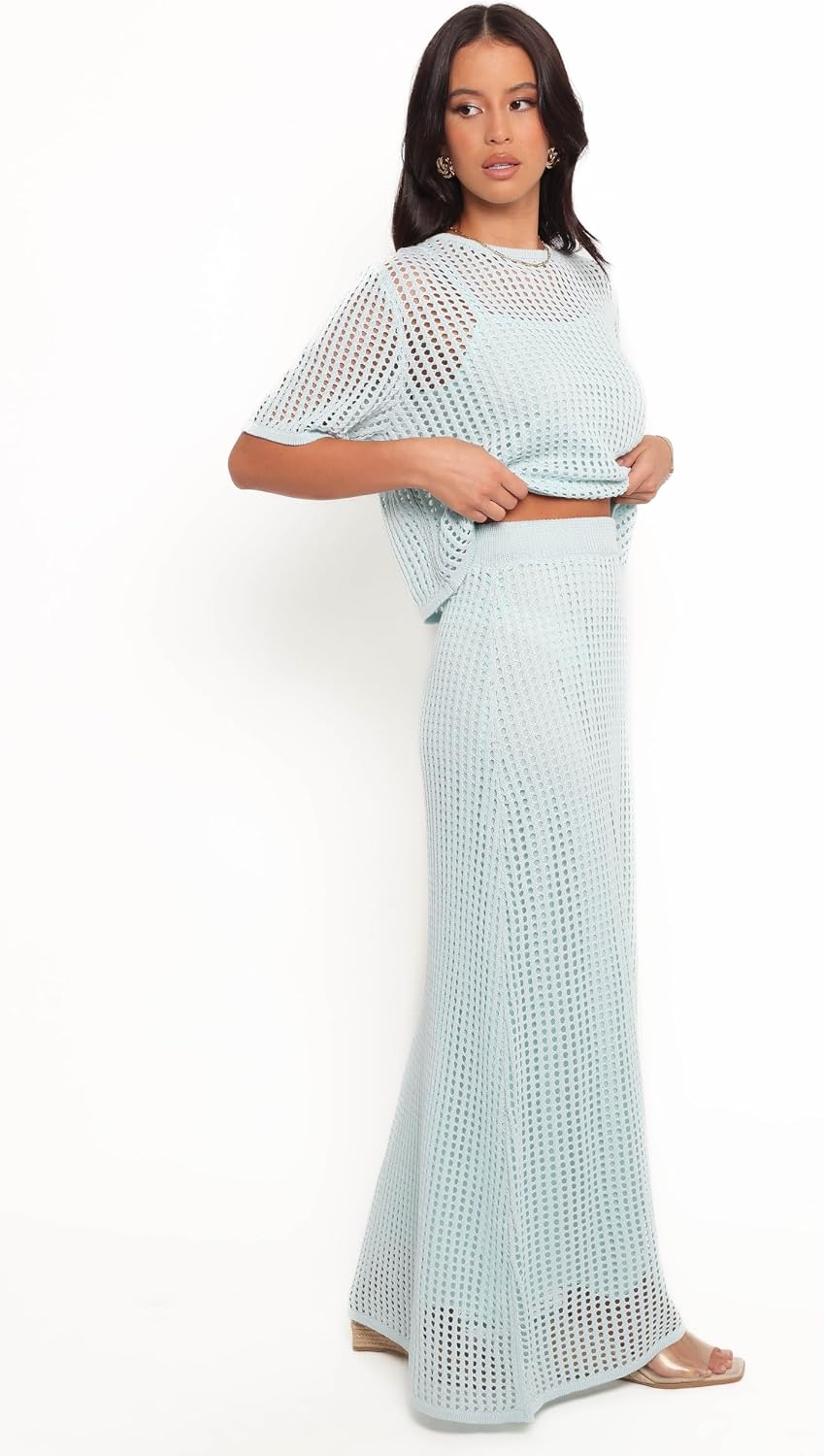Petal & Pup Women's Kinnie-knit-skirt-set-light-blue