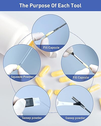Miniatura 2 de Kits de máquina de llenado de cápsulas, espátula de cuchara de micro laboratorio para llenado rápido y fácil de cápsulas de gel, máquina llenadora