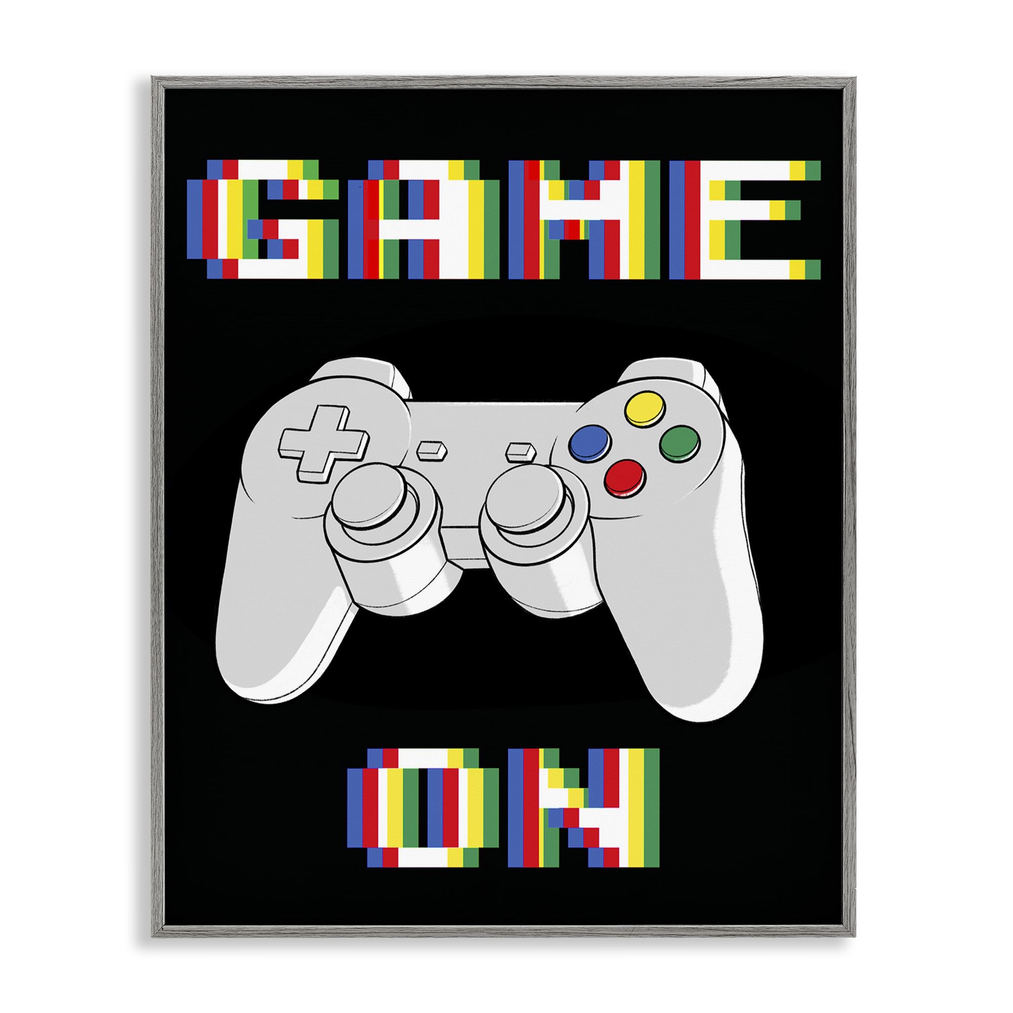 Stupell Industries 'Colorful Digital Game On', Framed Giclee Art, Gray, 11 x 14 Inches, Easy to Hang and Sturdy, Made in USA, by Marcus Prime