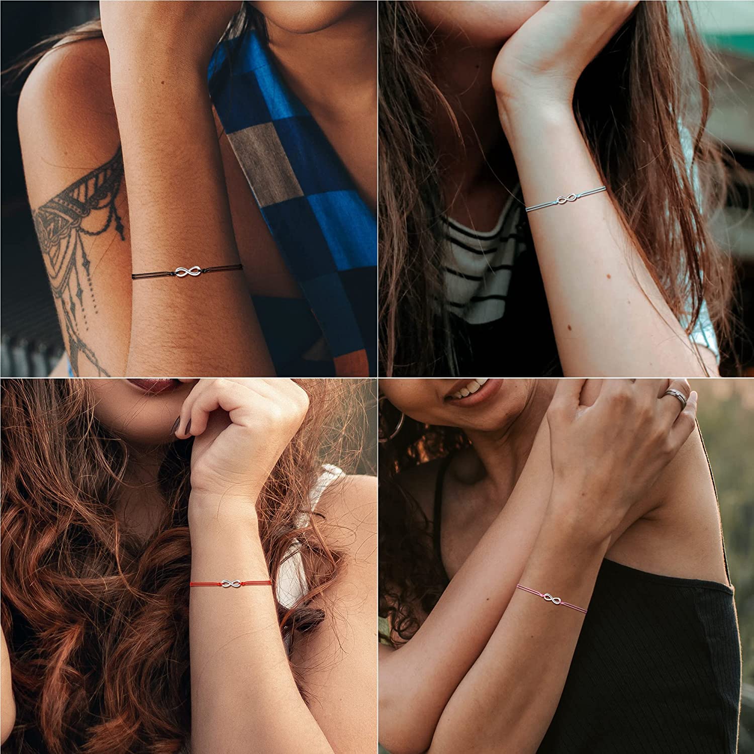 YCTTKDD 5 Pulseras de Amigos para Mujeres y Hombres, corazón Infinito, Sol, Luna, Pulseras de Puntos para relaciones de Amistad