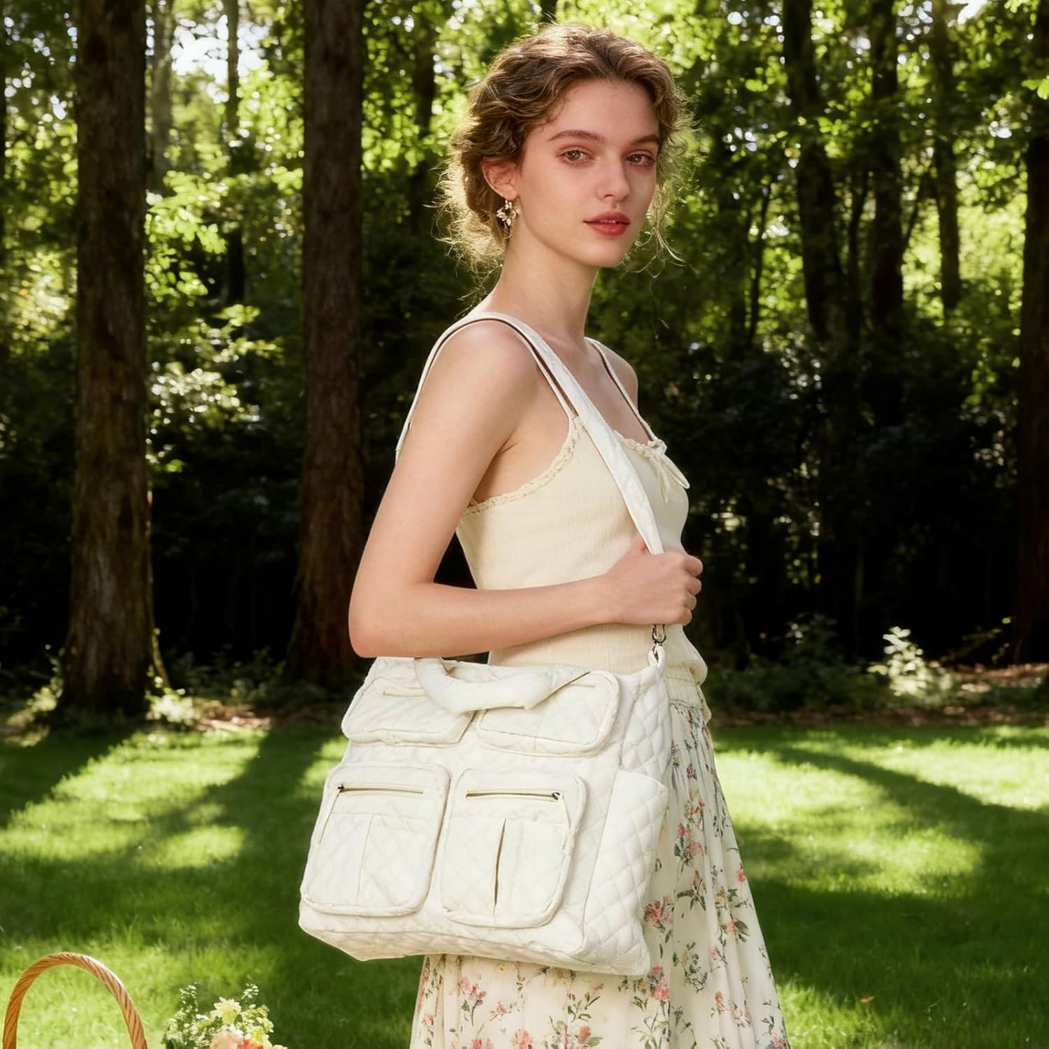 Puffer Tote Bag for Women Quilted Large Crossbody Puffer Hobo Bag - Image 2