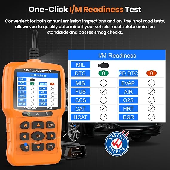 Beaspire OBD2 Scanner Diagnostic Tool, Check Engine Light Code OBD2 Reader with Reset, I/M Readiness, Battery Tester, Mode 6, Mode 8, Plug & Play, Multilingual, Support All Vehicles After 1996