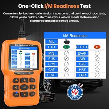 Beaspire OBD2 Scanner Diagnostic Tool, Check Engine Light Code OBD2 Reader with Reset, I/M Readiness, Battery Tester, Mode 6, Mode 8, Plug & Play, Multilingual, Support All Vehicles After 1996
