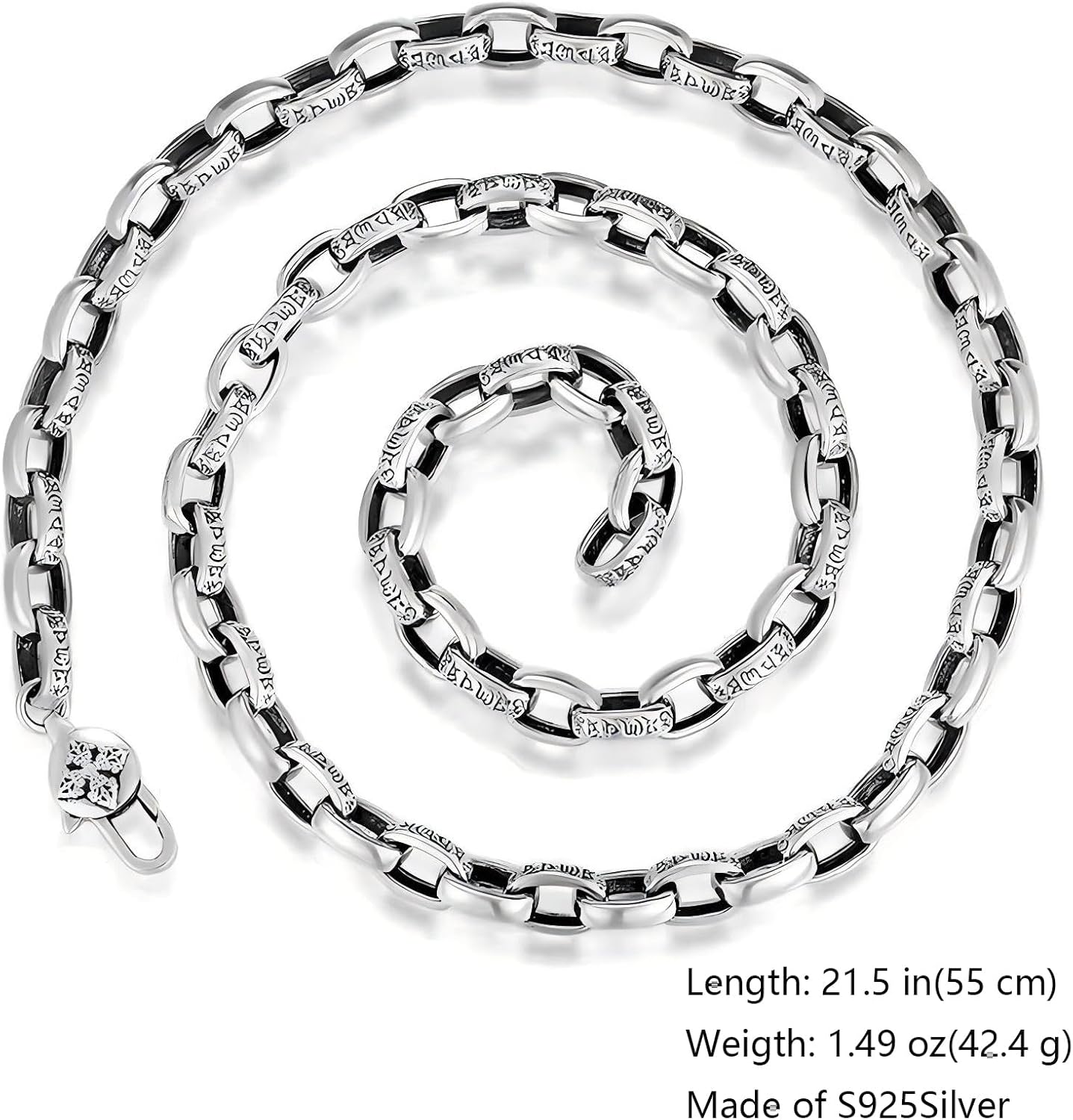 Italian Sterling Silver S925 Retro Chain Necklace for Men, Vintage Style Jewelry Gift - Image 7