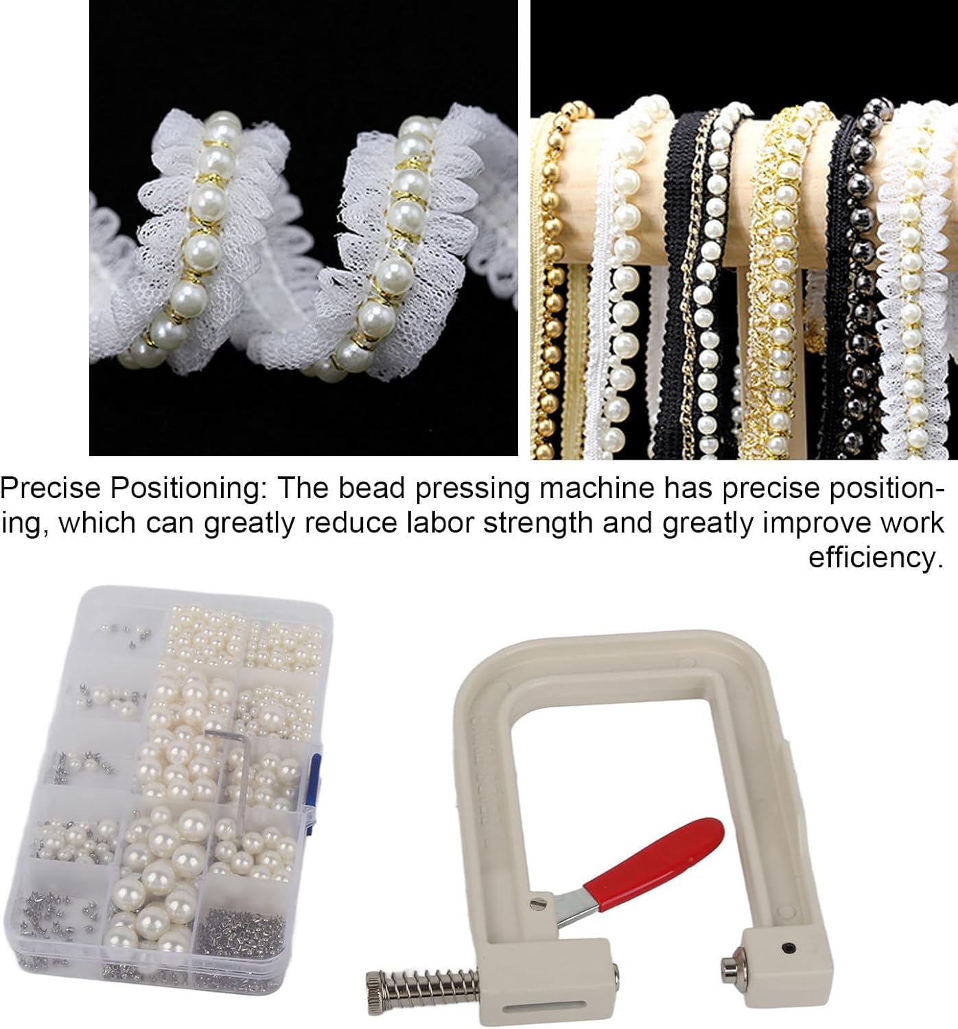 Pearl Setting Machine Kit, Hand Press Pearl Setting Tools Beads Rivet Fixing Machine for Clothes DIY Crafts