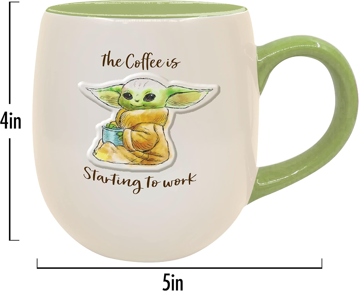 ICUP Star Wars Mandalorian Grogu Starting To Work The Coffee Is Embossed 14 oz Ceramic Mug image 3