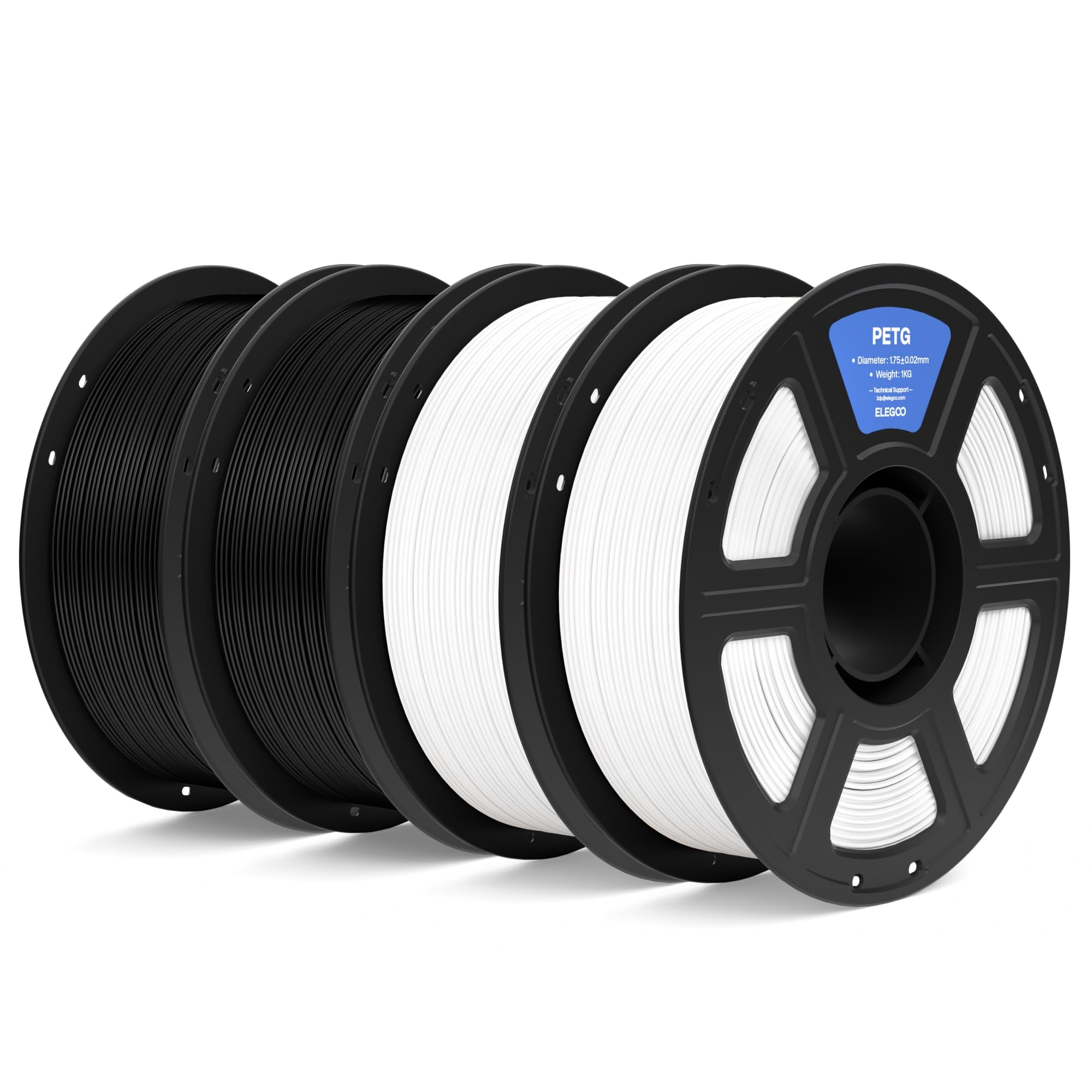 ELEGOO PETG 3D Printer Filament 1.75mm Black &amp; White 4KG