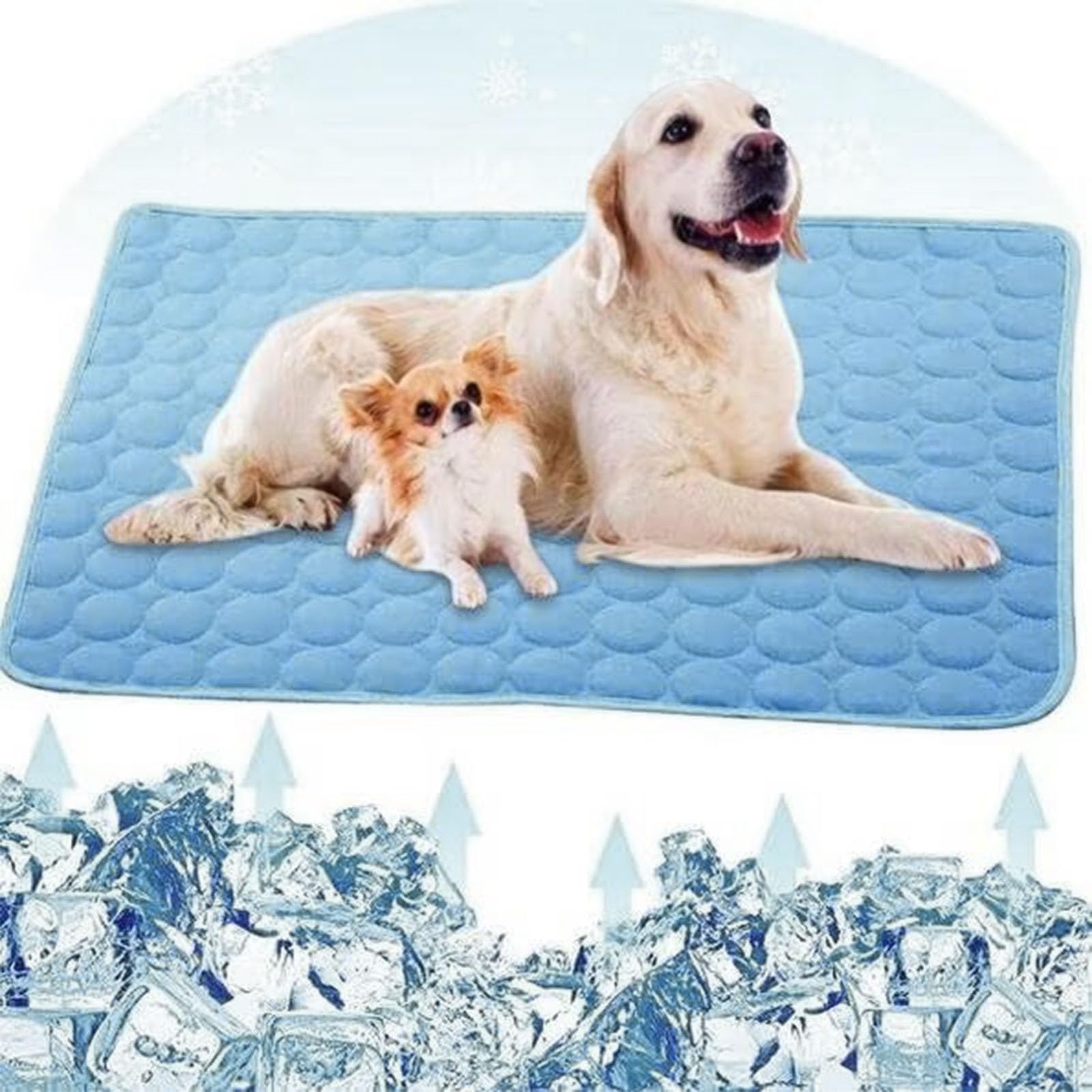 Pet Cooling Mat for Dogs & Cats, Pet Cooling Mat Self-Cooling Mat for Cat, Naturally Cool Ice-Silk Pad, Breathable Soft Sleeping Cushion for Indoor Floors Sofas and Car Travel Washable (Blue, 35X45cm)