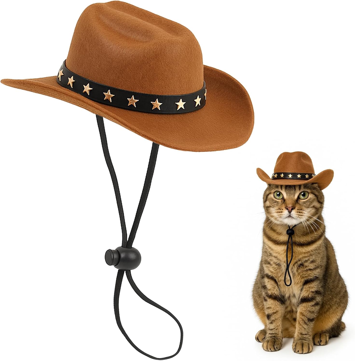 Sombrero de Vaquero para Mascotas, Disfraz Ajustable para Perro y Gato