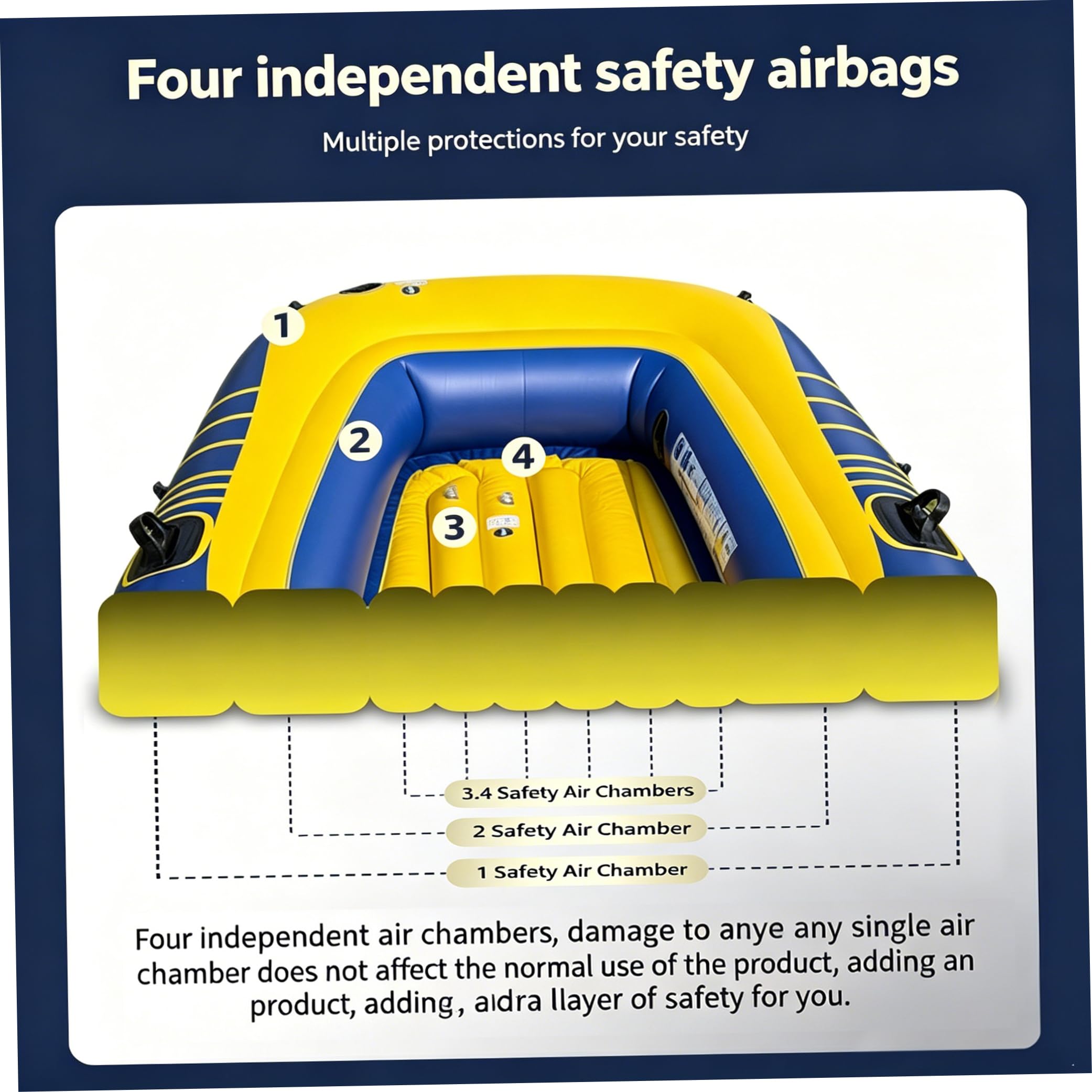 Kayak gonfiabile per 1 persona, in tessuto spesso resistente all'usura, con airbag di sicurezza, 55.12 in / 140 cm, kayak gonfiabile
