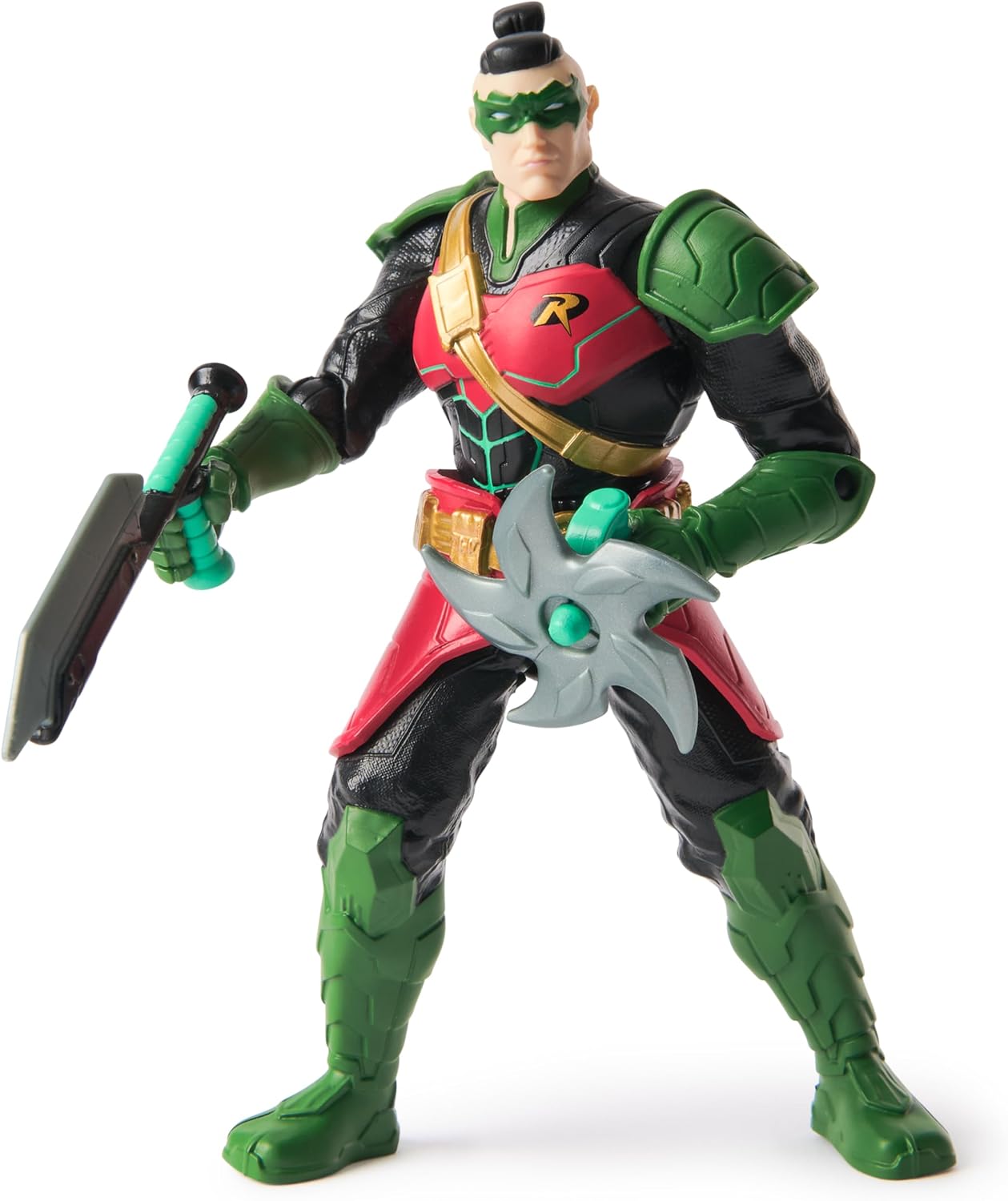 DC Comics, Batman Battle Clash 6” Ninja Strike Robin Action Figure with 2 Ninja Accessories, Super Hero Kids Toys for Boys and Girls Ages 3 & Up | Squeeze Legs to Activate, Includes 2 Ninja Accessories, Ninja-Themed Styling, Superhero Toys for Kids & Collectors Ages 3+