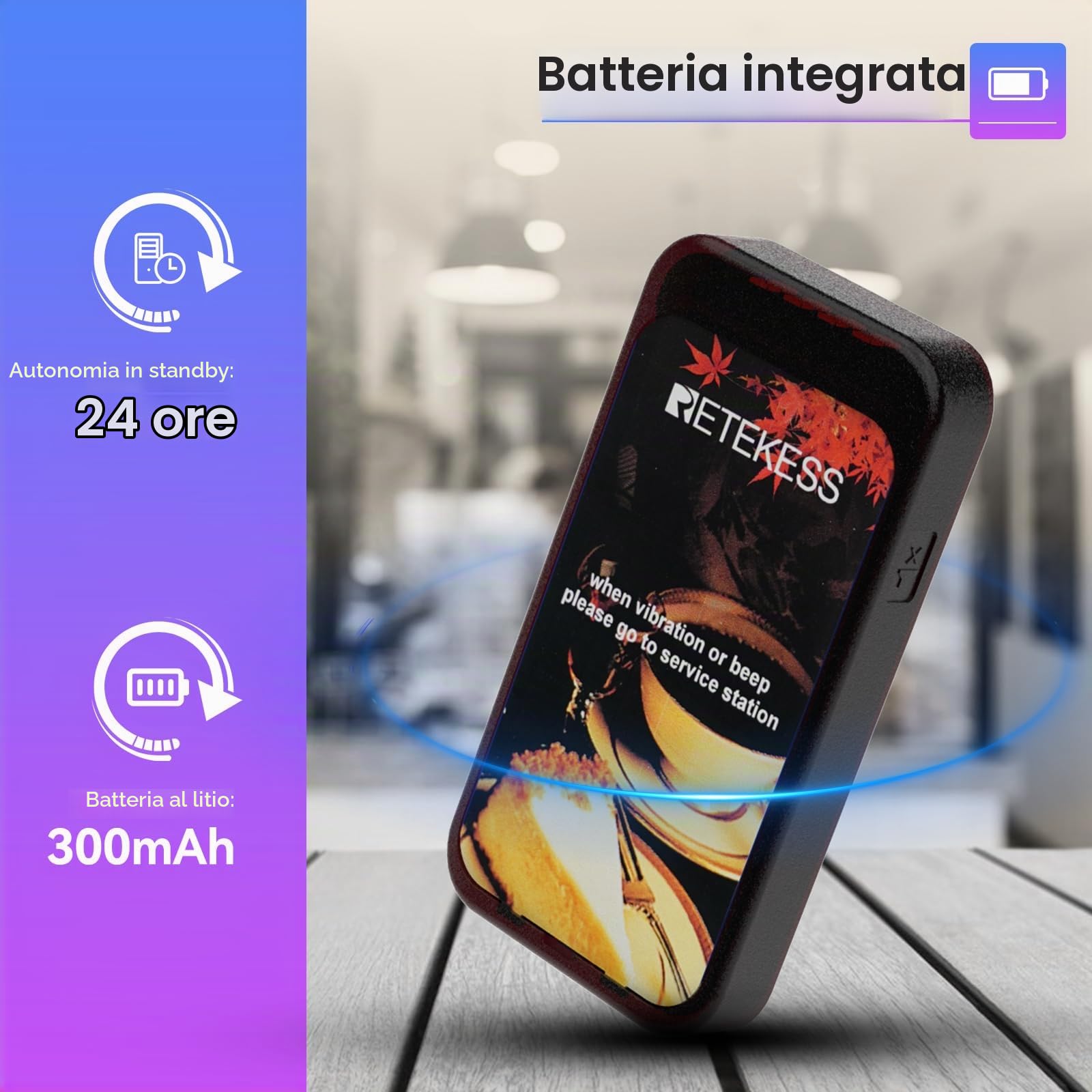 Retekess TD177 Cicalino Ristorante, Pager Ristorante, 10 Cercapersone | per Caffè, Food truck, Bar, 500M All'Aperto, Compatibile con il PC, Allarmi Fuori Gamma, Funzione Conto Alla Rovescia