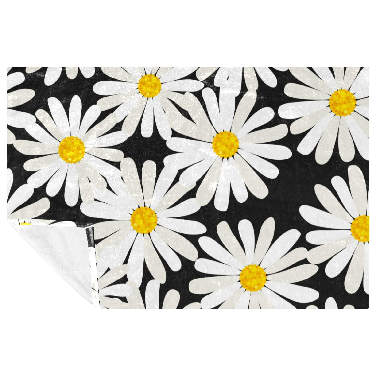 Couverture douce et chaude de lit motif marguerites élégant
