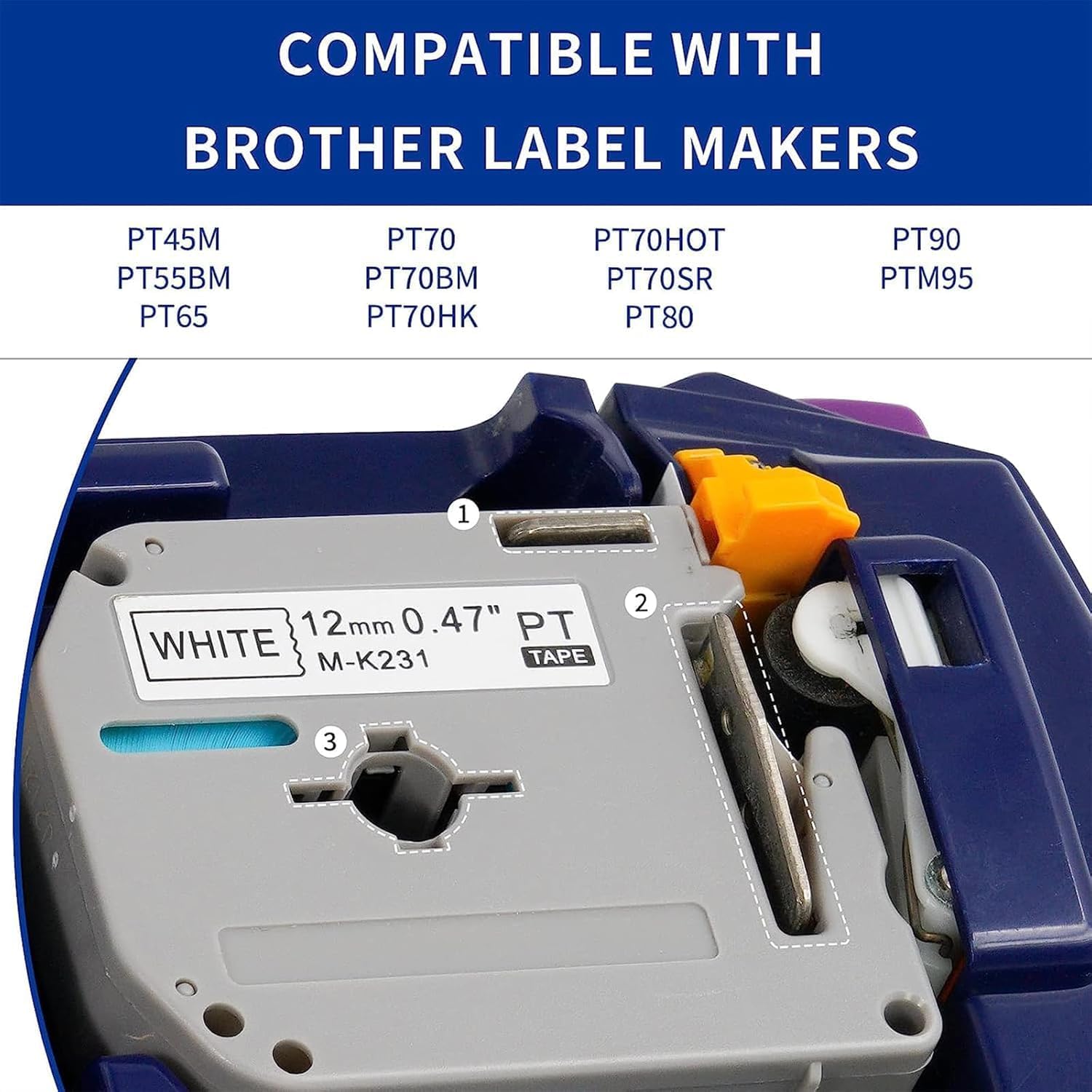 5Pack MK-231 M Tape 12mm Compatible with M-K231s Brother Label Tape Black on White 0.47 Inch Tape for P Touch PT-M95 PT95 PT65 PT-65 PT70 PT85 PT90 - Image 6