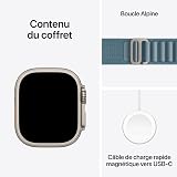 Apple Watch Ultra 3 GPS + Cellular 49 mm Premium Smartwatch für Lauftraining und Kombinationssport mit robustem Titangehäuse in Natur und Alpine Loop in Hellblau (Medium) - 6