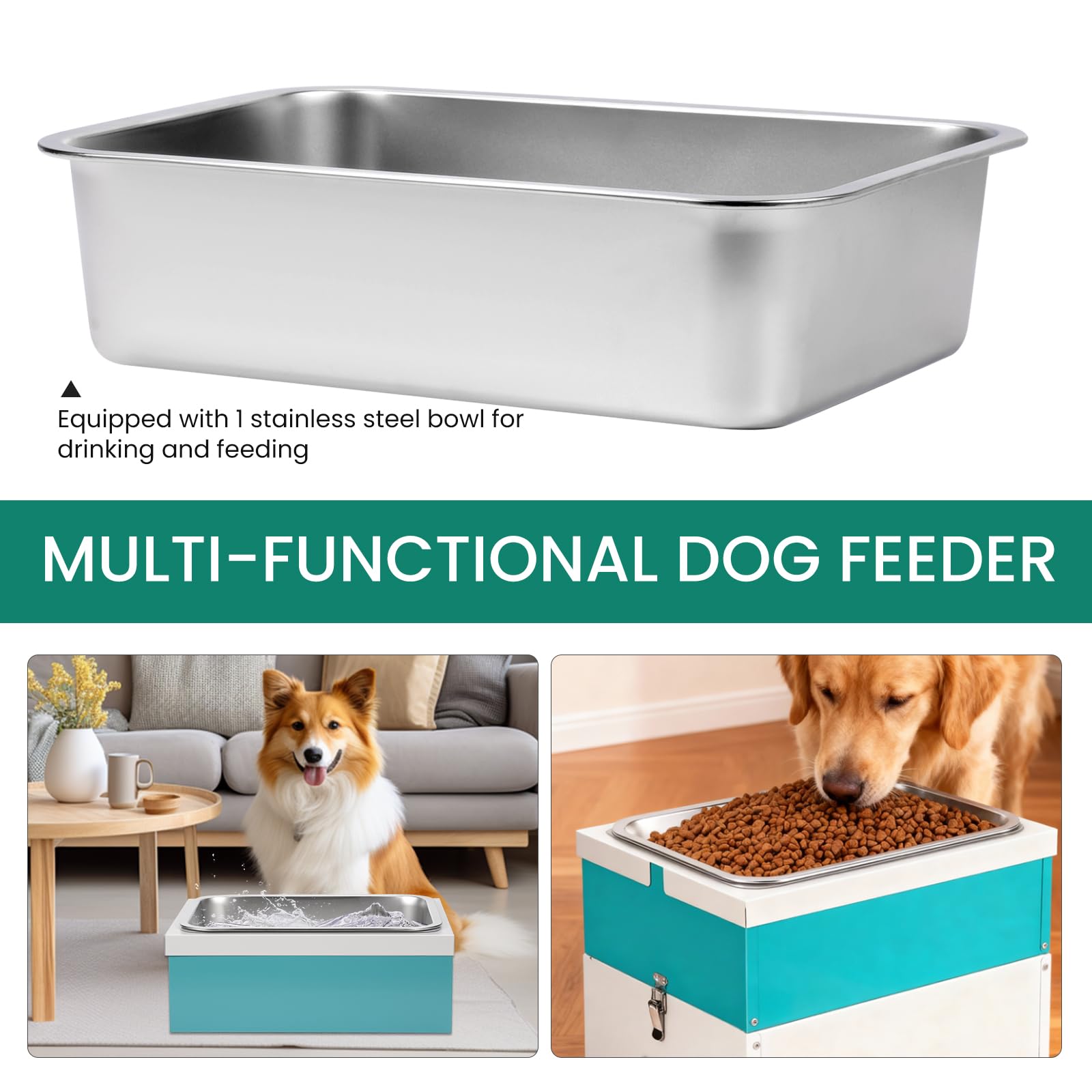 Comederos Elevados para Perros, Comedero Elevado de 38Cm de Altura para Perros Grandes, Recipiente HerméTico para Almacenar Comida para Mascotas con Una Capacidad de 21Kg para El Hogar o Los Viajes