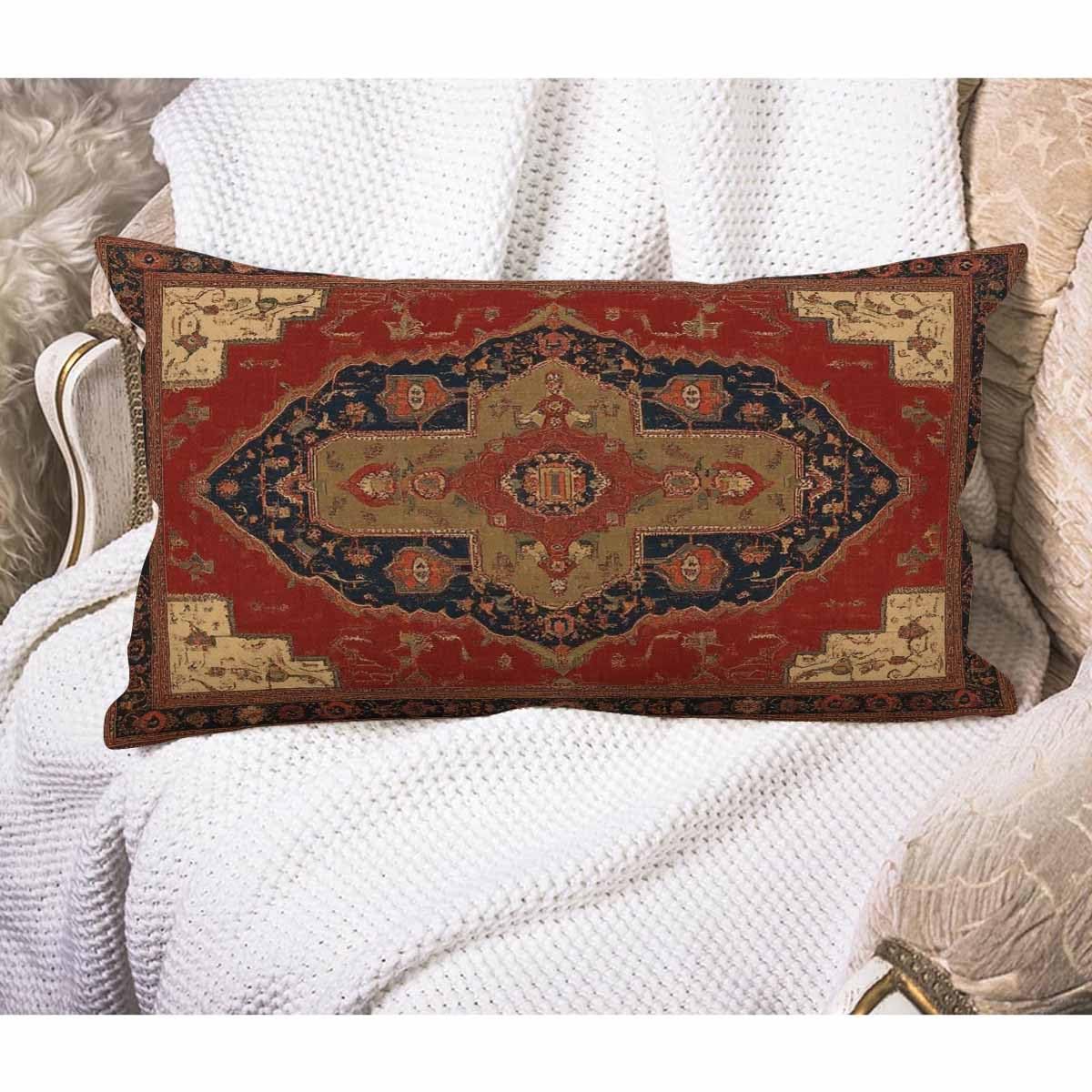 Ekobla Flying Carpet Lumber Decorative Throw Cushion Cover Tribal Pattern Vintage Design Cotton Linen Farmhouse Throw Pillow Covers Cushion Case 12X20 Inches For Couch Sofa Home Decoration
