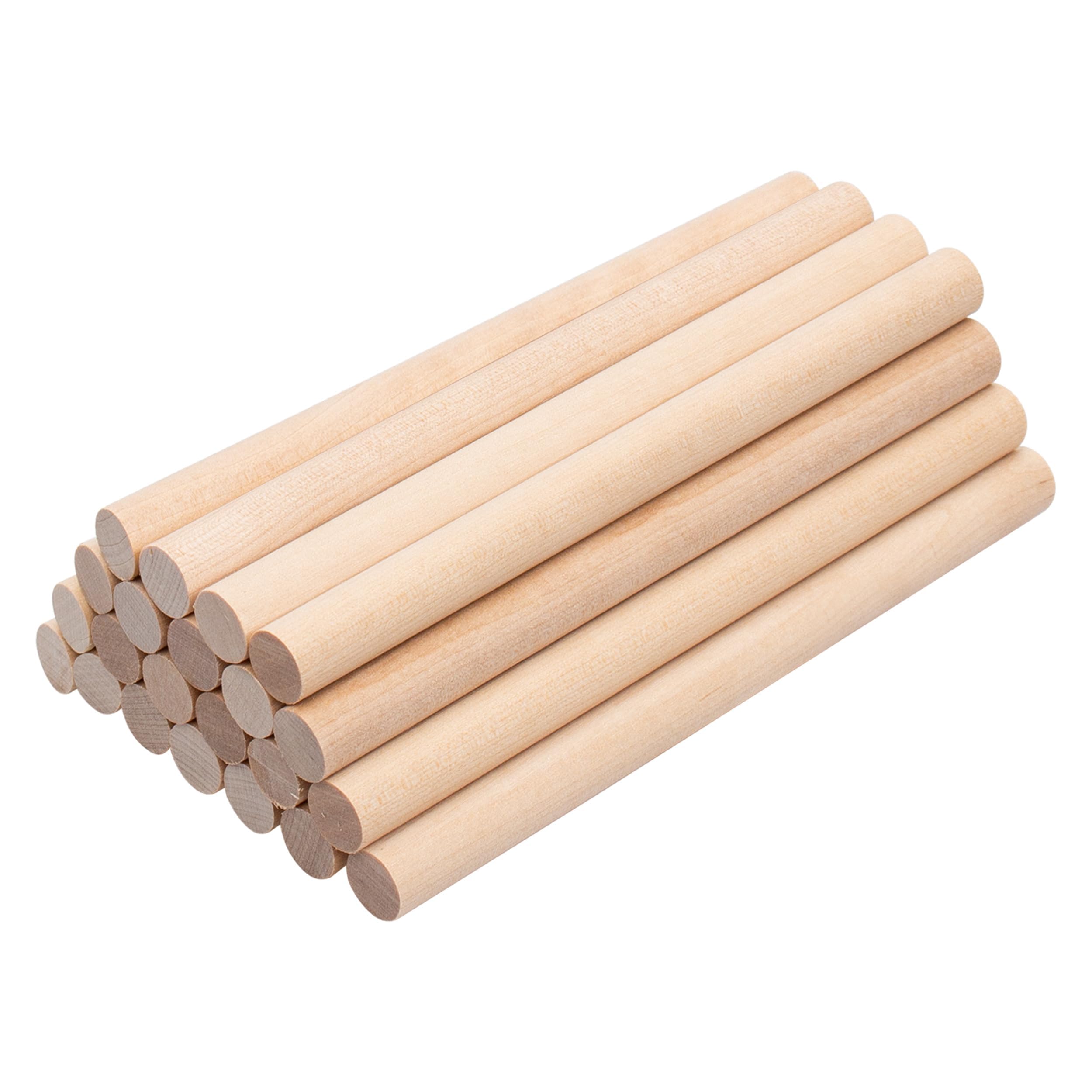 25 Pcs Wooden Dowel Rods - 1/2 x 6 Inch Unfinished Hardwood Sticks,Dowel Rods Wood Sticks for Craft and DIY, Macrame Dowel,Wooden Poles