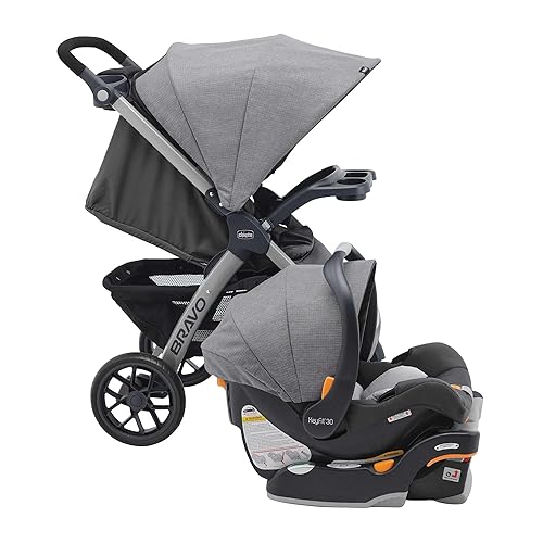 Miniatura 4 de Chicco Bravo Sistema de Viaje Trio 3 en 1, Cochecito de plegado rápido Bravo con asiento y base para automóvil infantil KeyFit 30, Combo de asiento