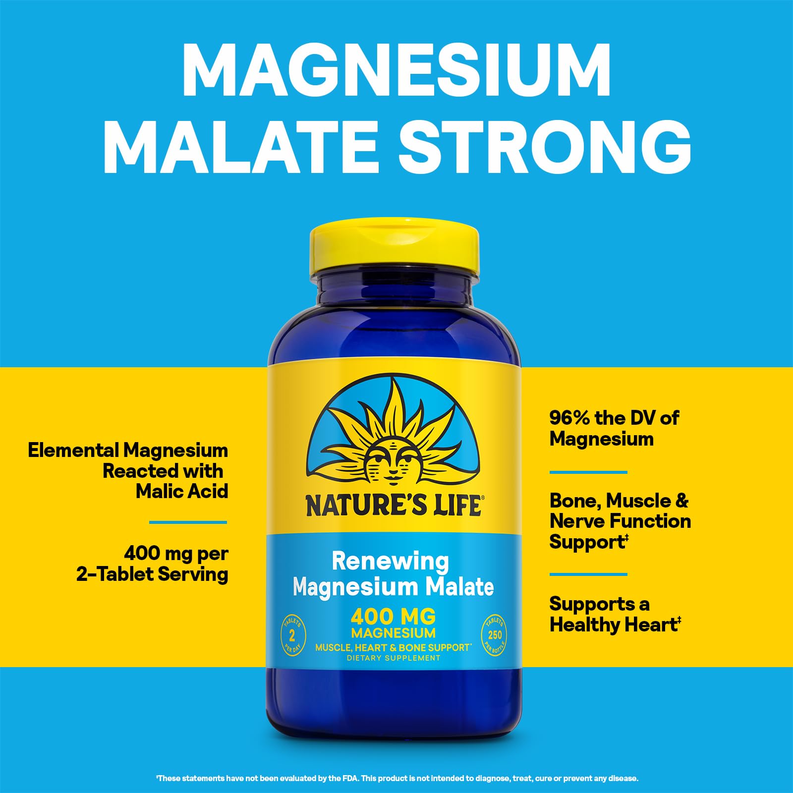 NATURE'S LIFE Renewing Magnesium Malate 400 mg - Bioavailable Magnesium Complex - Bound with Malic Acid for Bones, Muscles, Nerve Function and Heart Health Support - 60-Day Guarantee, 125 Servings — Amazon image 4