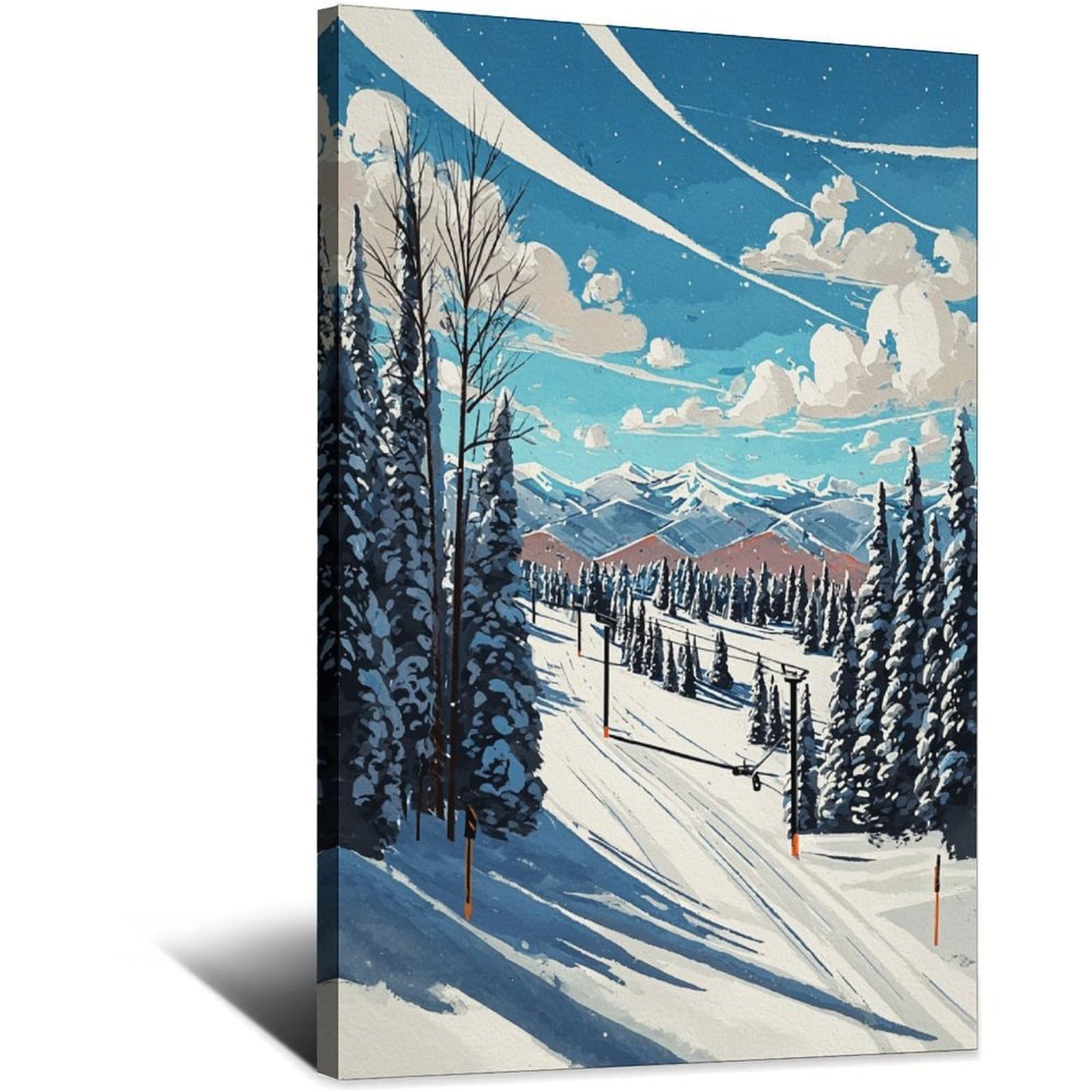 Park City Utah Ski Poster 20x30inch(50x75cm) Vintage Watercolor Canvas Art