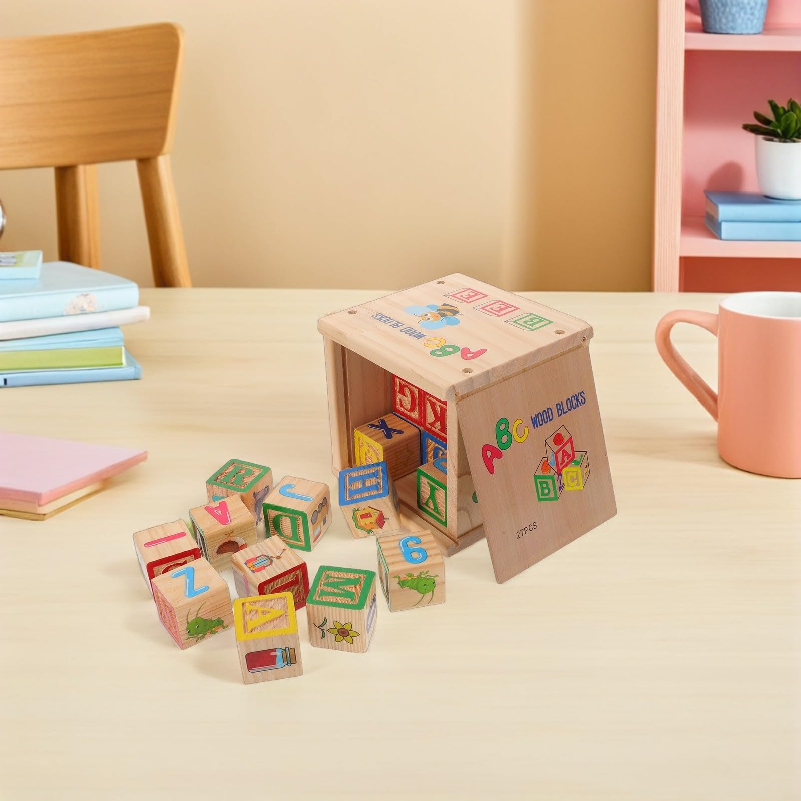DECHOUS Blocchi in Legno ABC e Numeri per Gioco Educativo Impilabile per Ragazzi e Ragazze Materiale Didattico per Apprendimento di Lettere e Calcolo Giocattolo Creativo e Interattivo