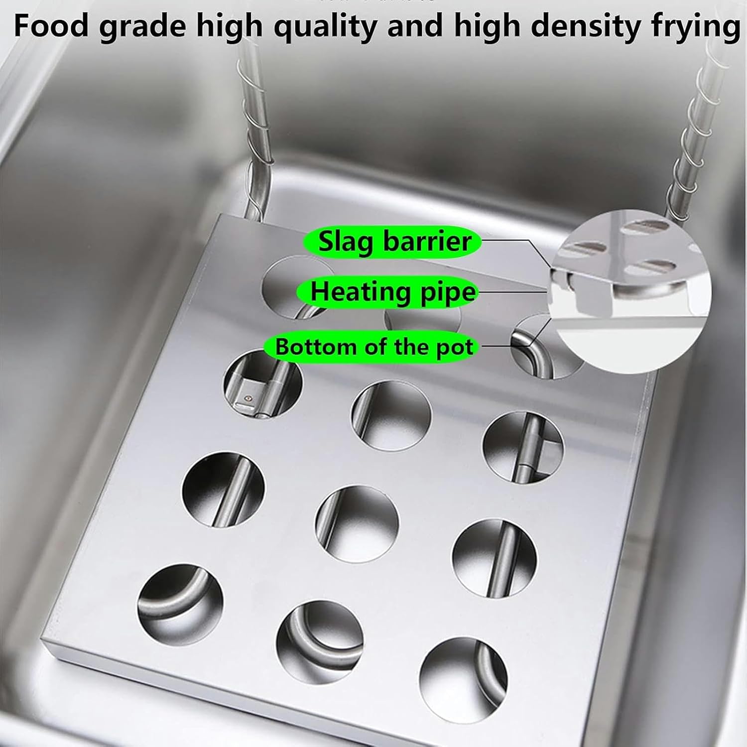 Commercial Electric Deep Fryer, 10L Single Fat Tank, Adjustable Temperature Control, With Safety Handle and Viewing Window, Stainless Steel Non Stick Coating, Silver