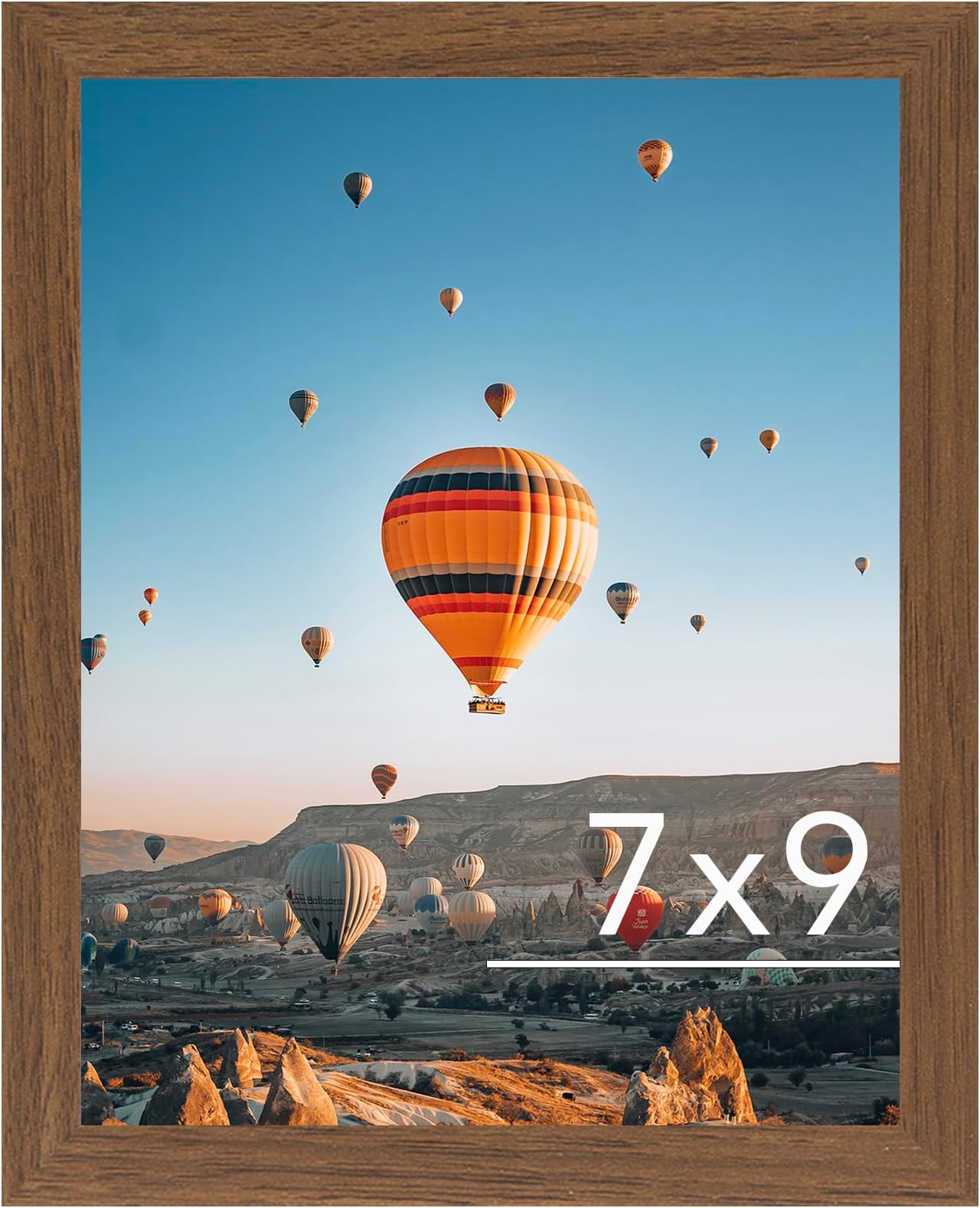 7x9 Picture Frame Brown for Wall Hanging or Tabletop, Wall Mounting Horizontally or Vertically, 7 x 9 Wall Gallery Poster Photo Frame for 7 by 9 Photos, Brown