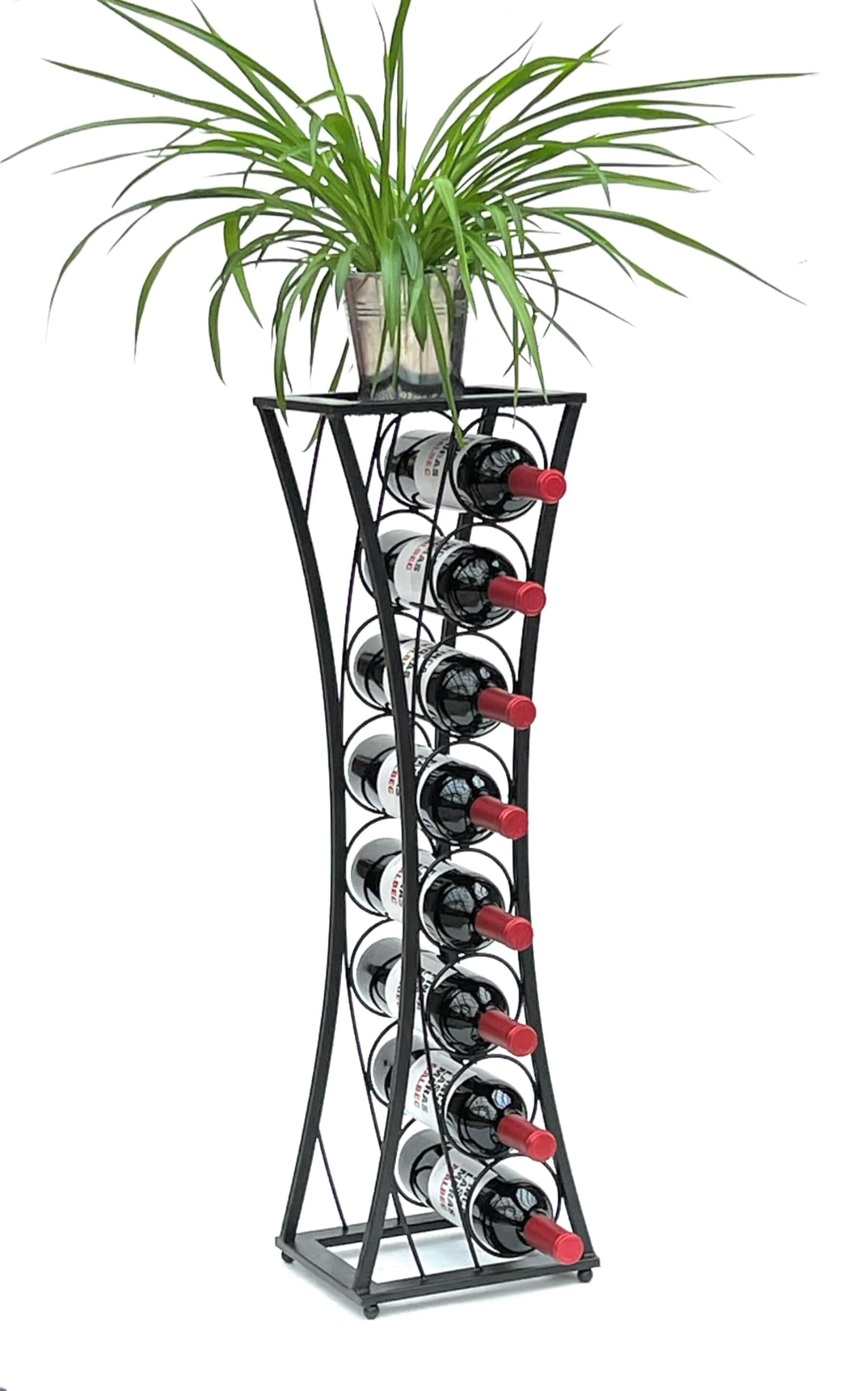 DanDiBo Weinregal Metall Schwarz Stehend Mika 80 cm 96536 Flaschenregal Flaschenständer Flaschenhalter Schmal Modern