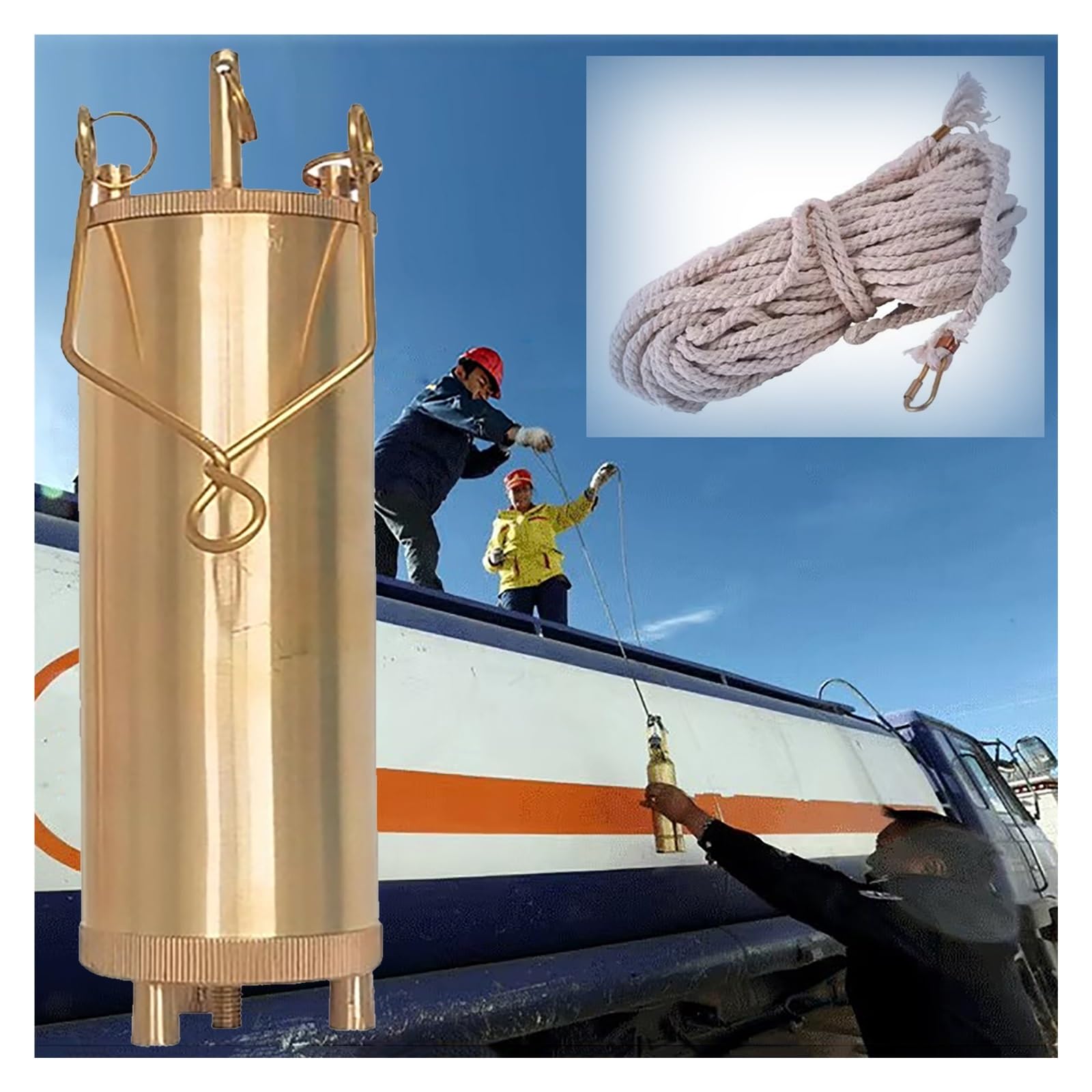 HDYZJQ Oil Transport Tank Bottom Sampler, Vertical Brass Low-Point Oil Sampling Extractor Container, Handheld Liquid Samplers Collector for Marine/Industrial/Mechanics(10 oz (300ml))