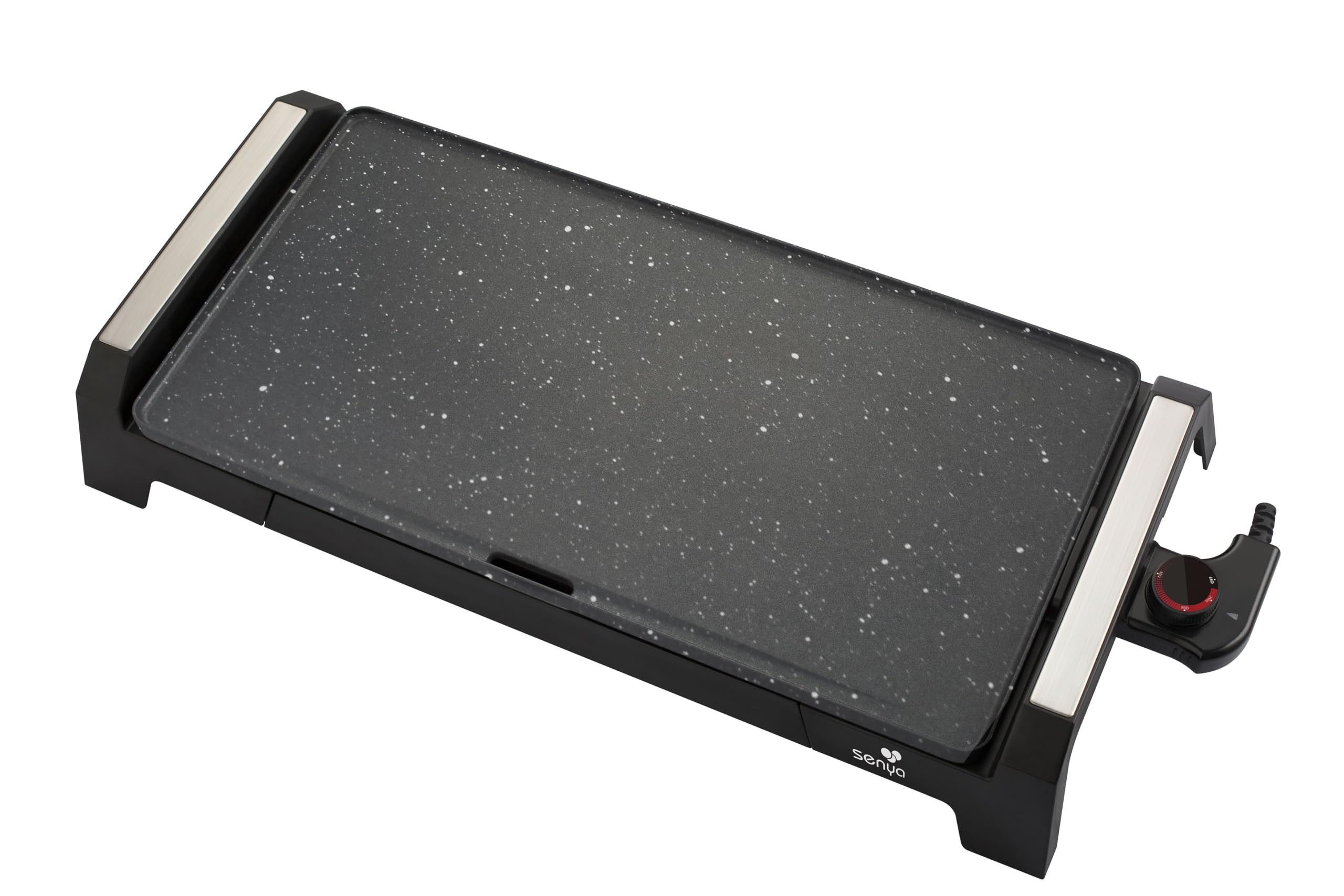 SENYA Plancha eléctrica - 2200W Placa efecto piedra antiadherente, gran superficie de cocción de 6 a 8 personas, bandeja recuperadora de grasa, apta para lavavajillas