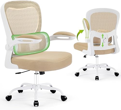 Silla de oficina ergonómica, cómoda silla de escritorio con soporte lumbar ajustable, silla de computadora de malla con ruedas, reposabrazos