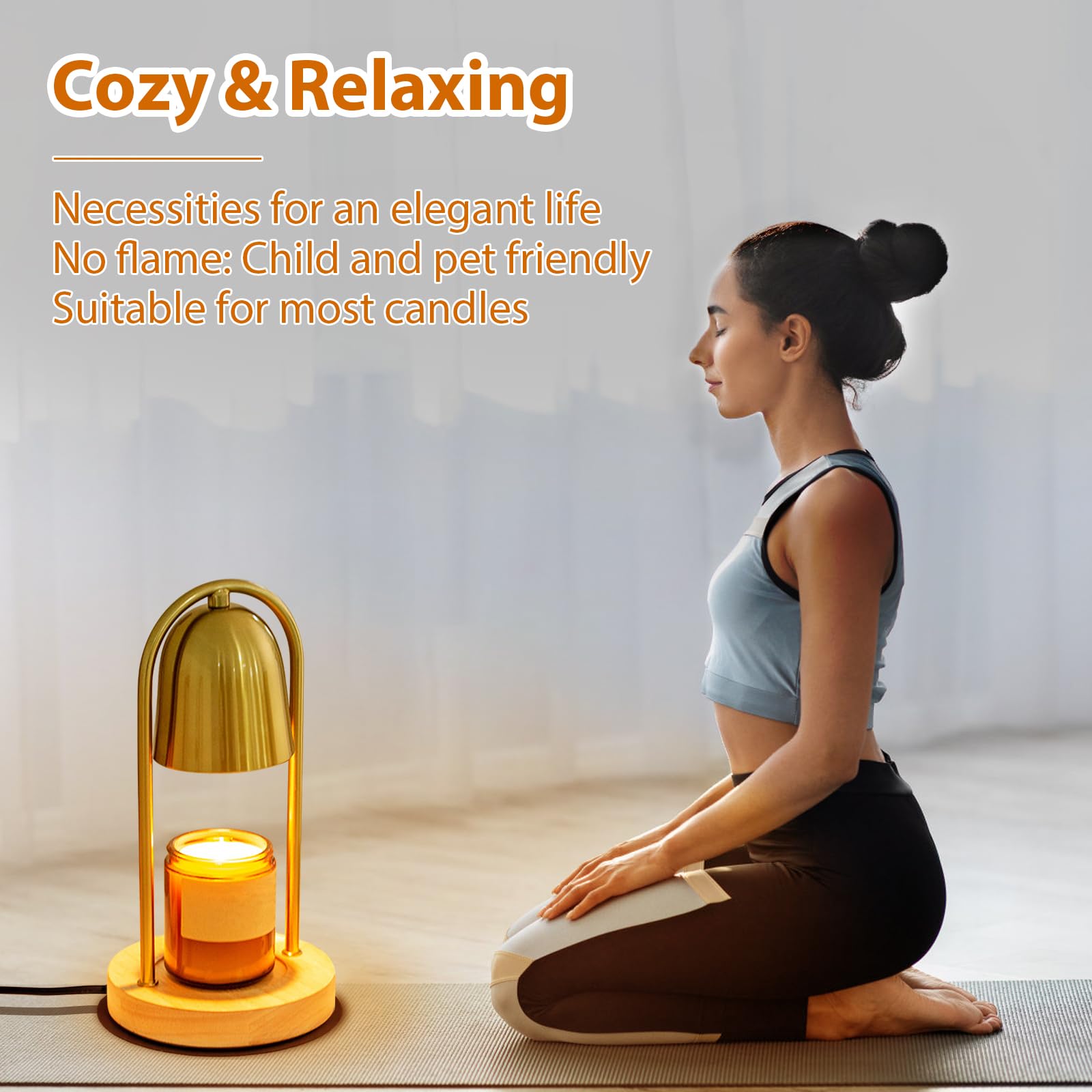 OKYUK Scaldacera Elettrico Dimmerabile - Lampada Per Candele Profumate Con 2 Lampadine, Sicuro Senza Fiamma, Design Champagne - Foto 9