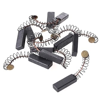 Carbon Brushes, 10 Pcs, 28mm x 10mm x 6mm | Wire Leads Attached, Brush Springs Attached, For Generic Electric Motor