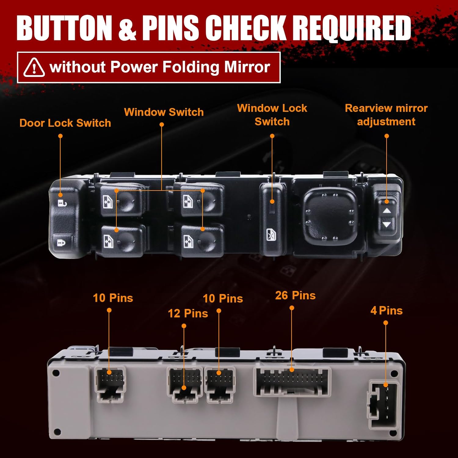 15883323 Driver Side Master Power Window Switch & Panel 15883323 Compatible with Chevy GMC Models 2003-2007 Escalade Avalanche Silverado Suburban Tahoe Sierra Yukon Replace DWS-220