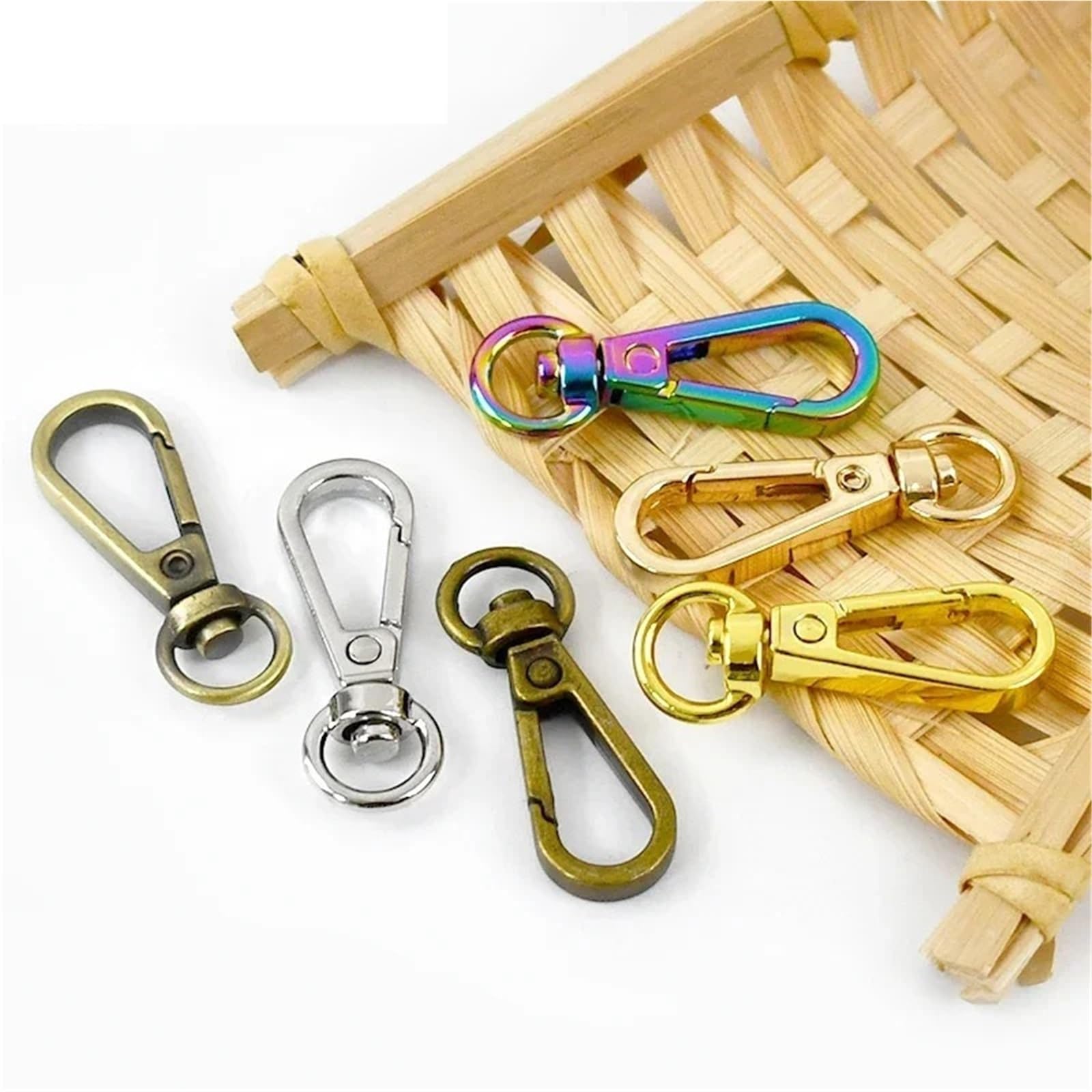 Ganchos De Metal Giratorio 5-30Pcs 8mm Bag Strap Metal Buckle Carabiner Keychain Swivel Lobster Clasp Webbing Belt Snap Hook DIY(Colored,8x38mm-30Pcs)
