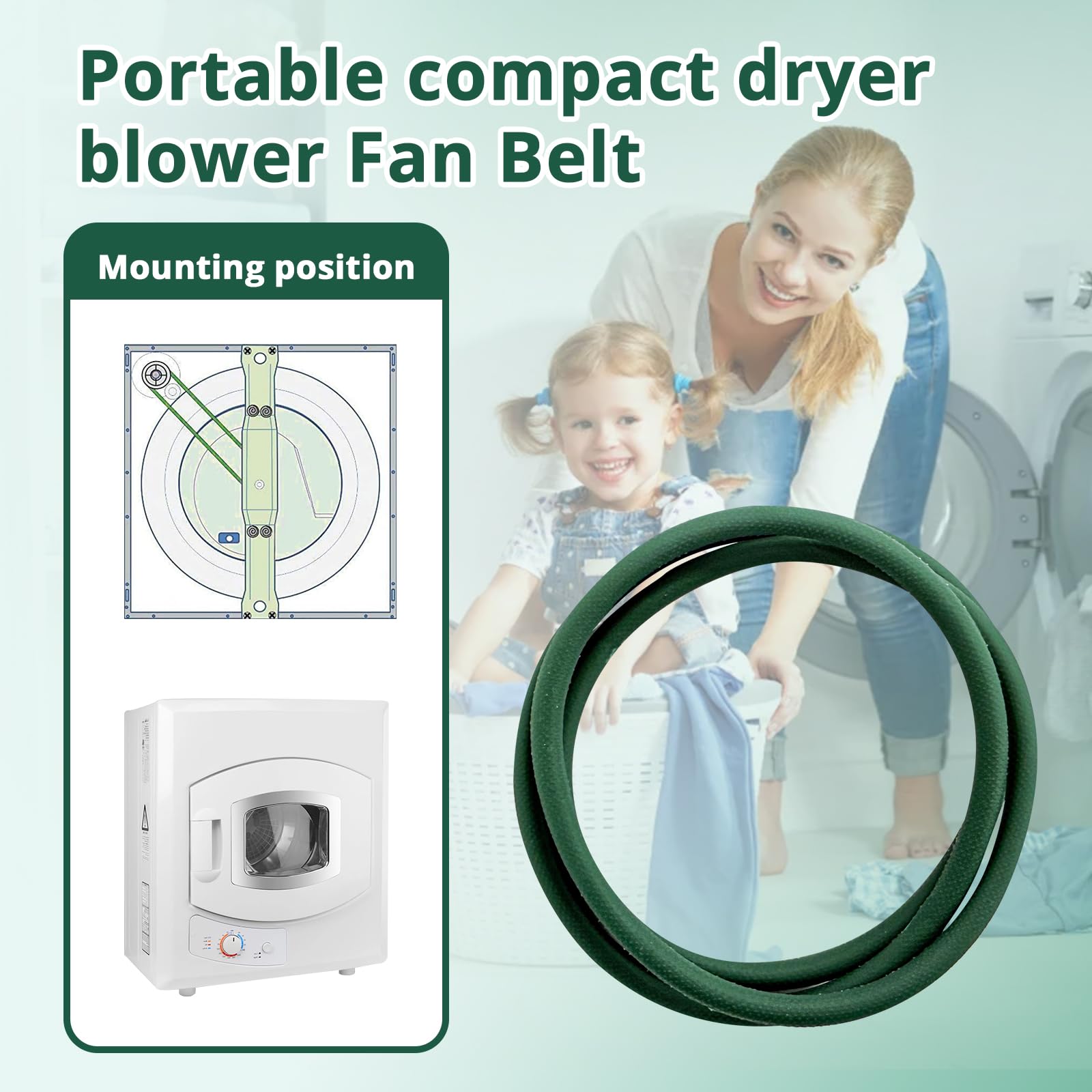 2 Pack Portable Compact Dryer Blower Fan BeltMini Dryer Blower Fan Belt For Panda Pan725sf150 Cuft Dryer - View #5