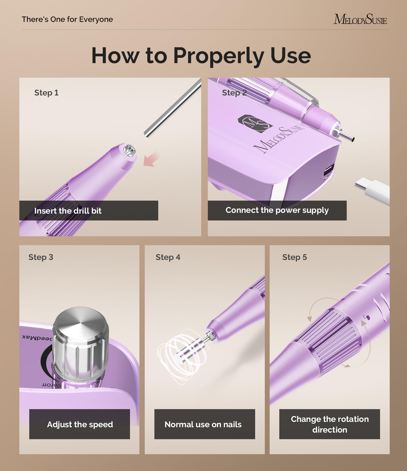 MelodySusie Electric Nail File 30000 RPM,SC320F Professional Rechargeable Nail Drill - Image 4