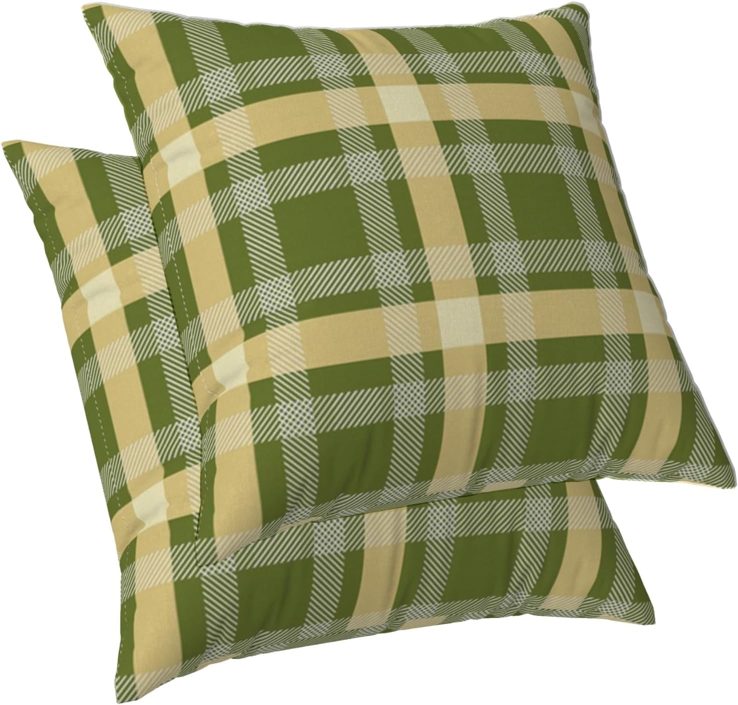 ggaimwfTartan Cushions with Covers Included 50x50cm Farmhouse Yellow Checkered Pillows for Bed Country House Style Gingham Outdoor Cushions Decorative Sofa Cushion Country House Style Set of 2