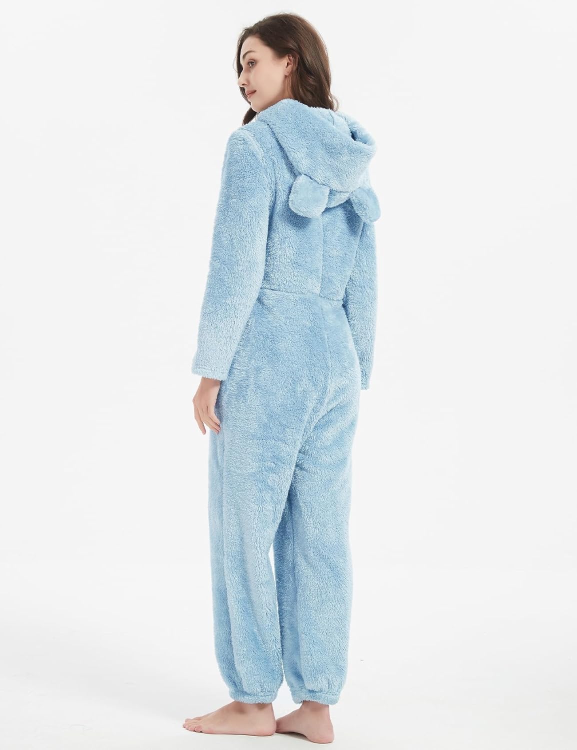 PEHMEA Women's Onesie Pajamas Sherpa Plush Hooded Romper Cozy Winter Sleepwear Holiday Party One Piece PJs for Adults, Teens - Image 3