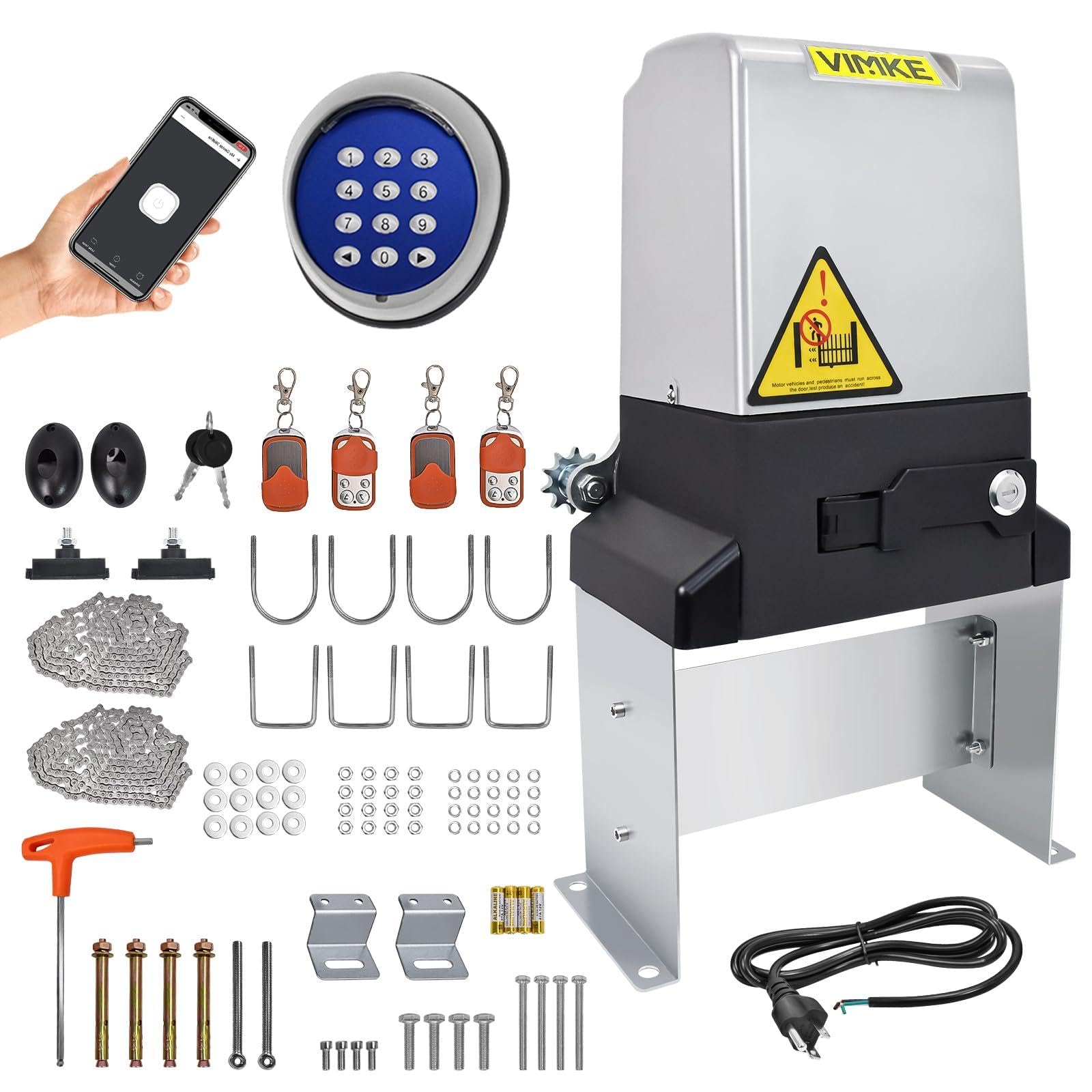 Photo 1 of 4400lb WiFi Sliding Gate Opener Smart App Control,750W Automatic Sliding Gate Opener with 4 Remote Controls,Electric Slide Gate Operator with Wireless Keyboard for Driveway Gates Up to 40ft