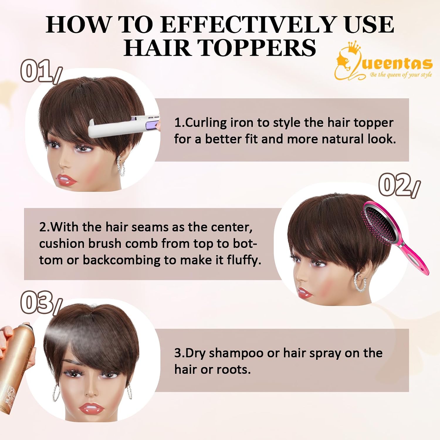 4.6"*3.6" Chocolate Brown Synthetic Hair Topper with 3 Clips for Women image 4