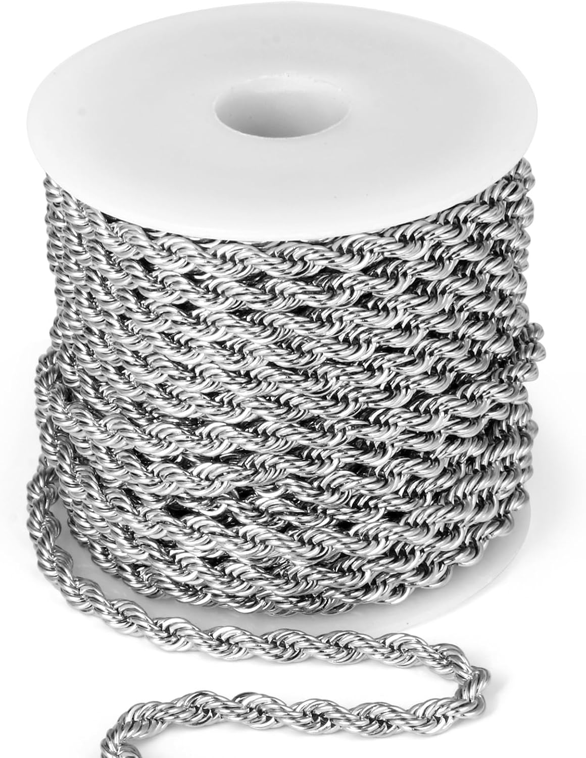 [33FT] Stainless Steel Rope Chain, 4mm Width 304 Stainless