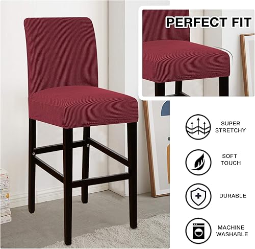 Miniatura 31 de Flamingo P Bar Stool Covers with Backs Bar Stool Seat Covers Barstool Covers Slipcovers Counter Height Bar Stool Chair Covers Removable Washable for