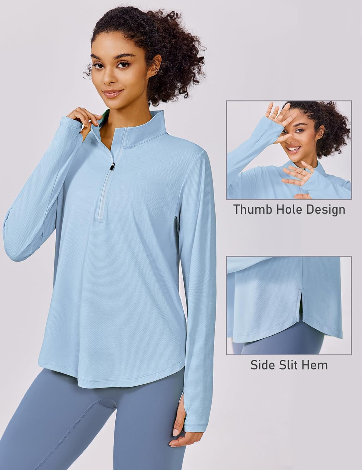 PINSPARK Long Sleeve Workout Tops for Women UPF 50+ Sun Protection Shirts Half Zip Quick Dry Athletic Running Hiking Golf - Image 4